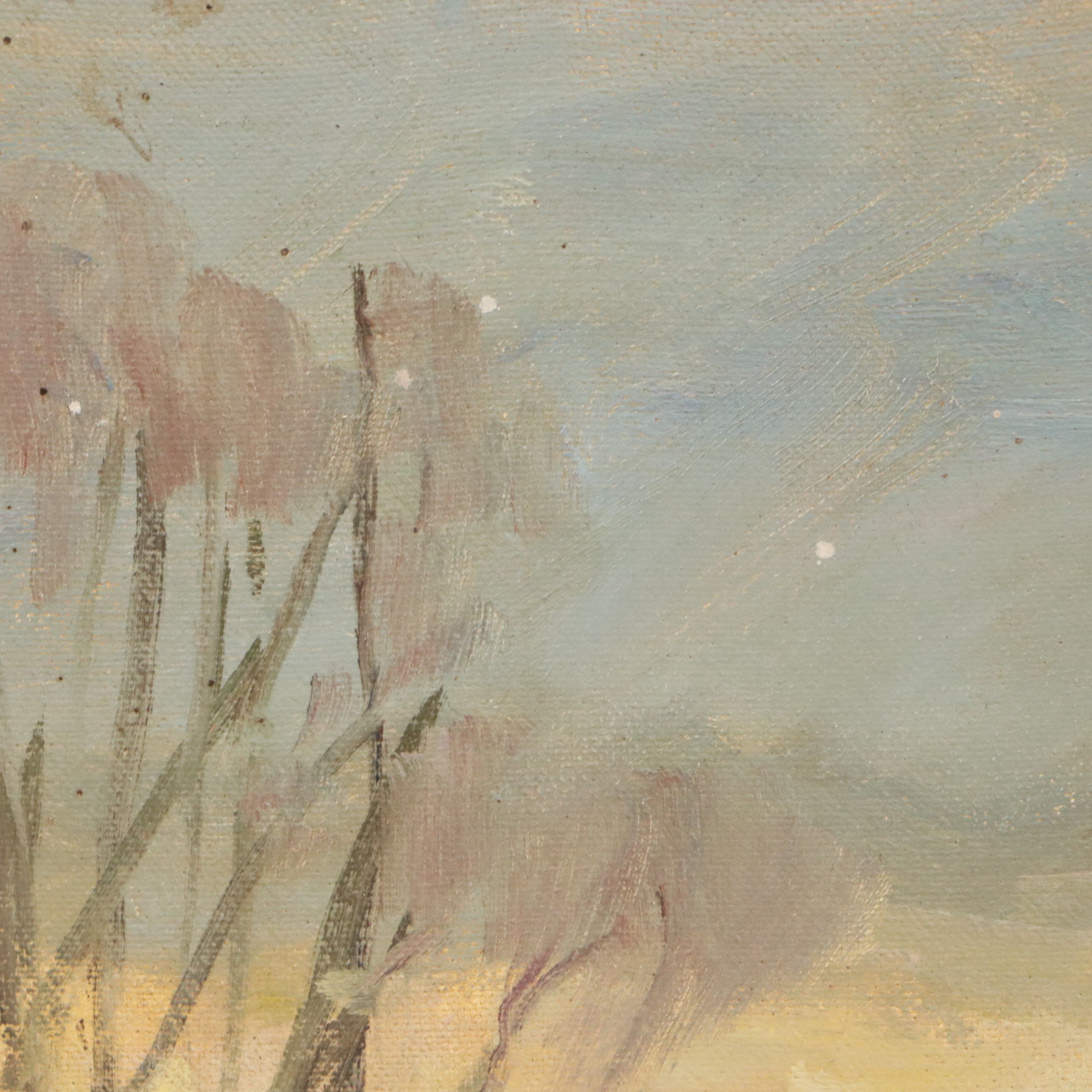 Richard Stalter Oil Painting of River in Winter, Mid to Late 20th Century