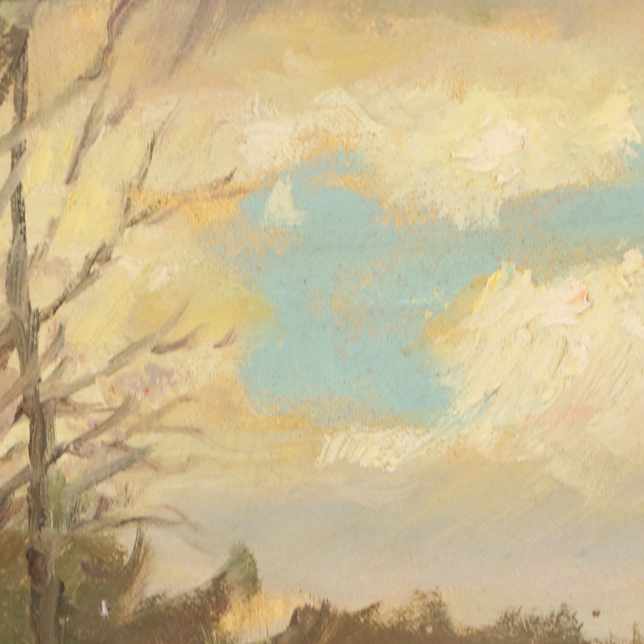 Richard Stalter Oil Painting of River in Winter, Mid to Late 20th Century