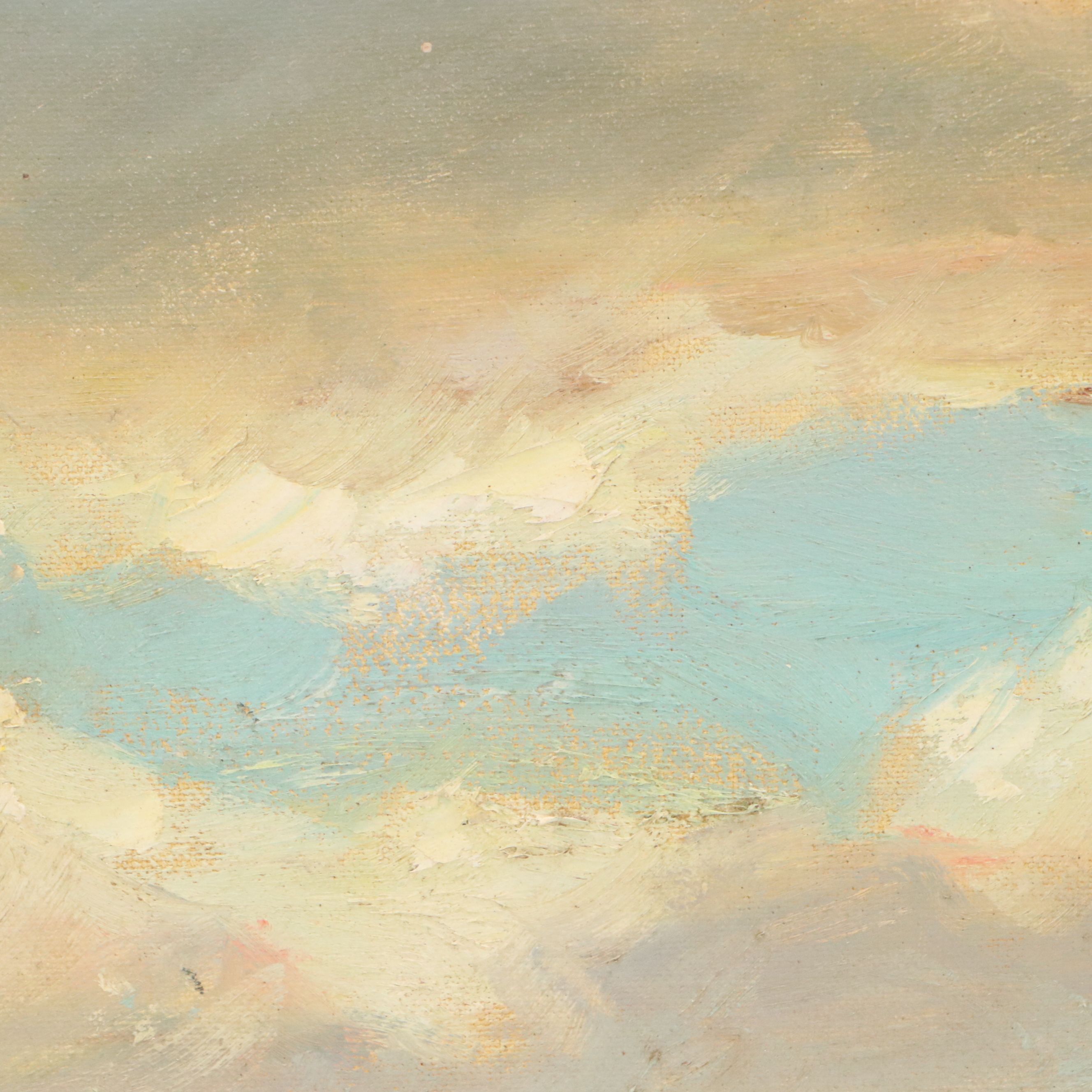 Richard Stalter Oil Painting of River in Winter, Mid to Late 20th Century