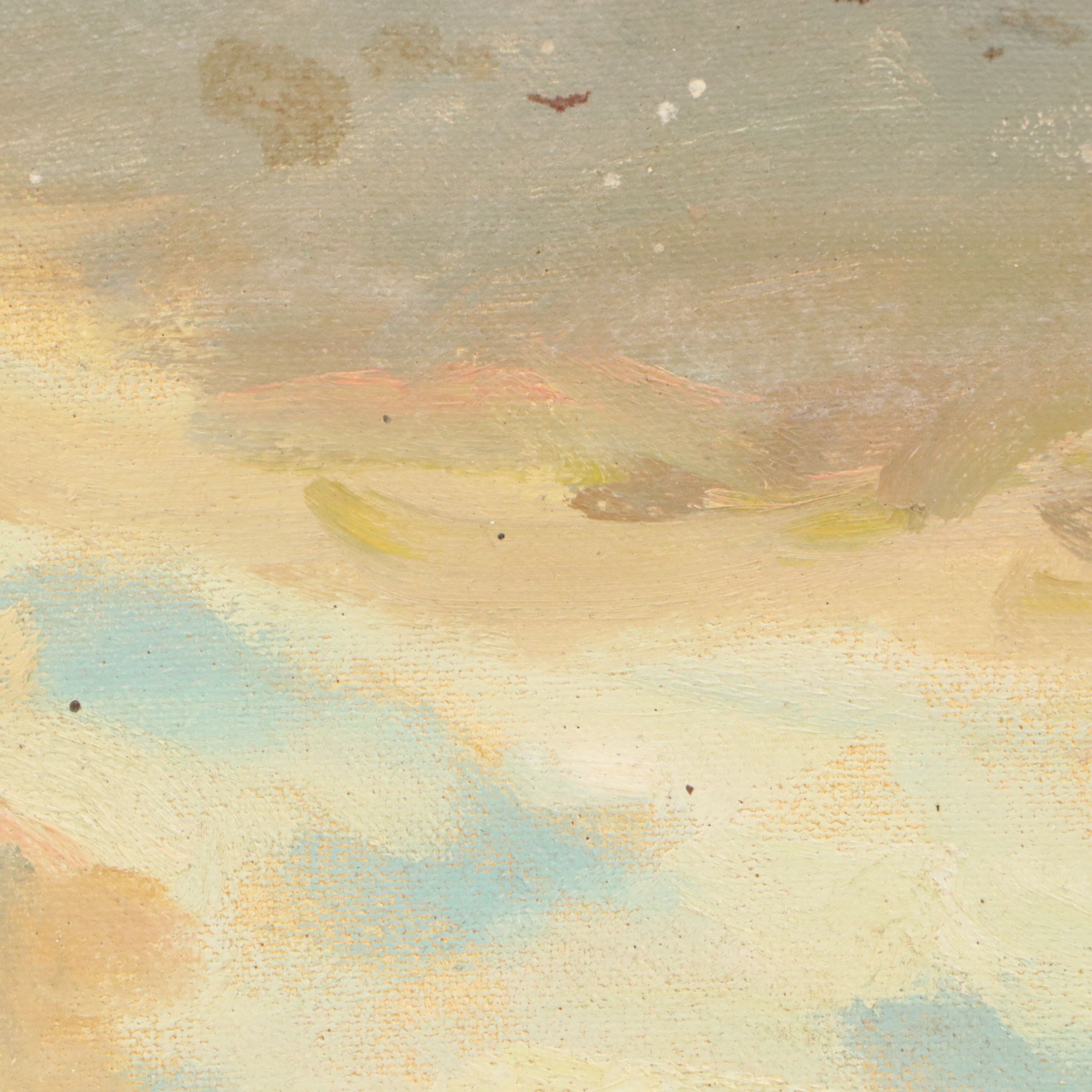 Richard Stalter Oil Painting of River in Winter, Mid to Late 20th Century