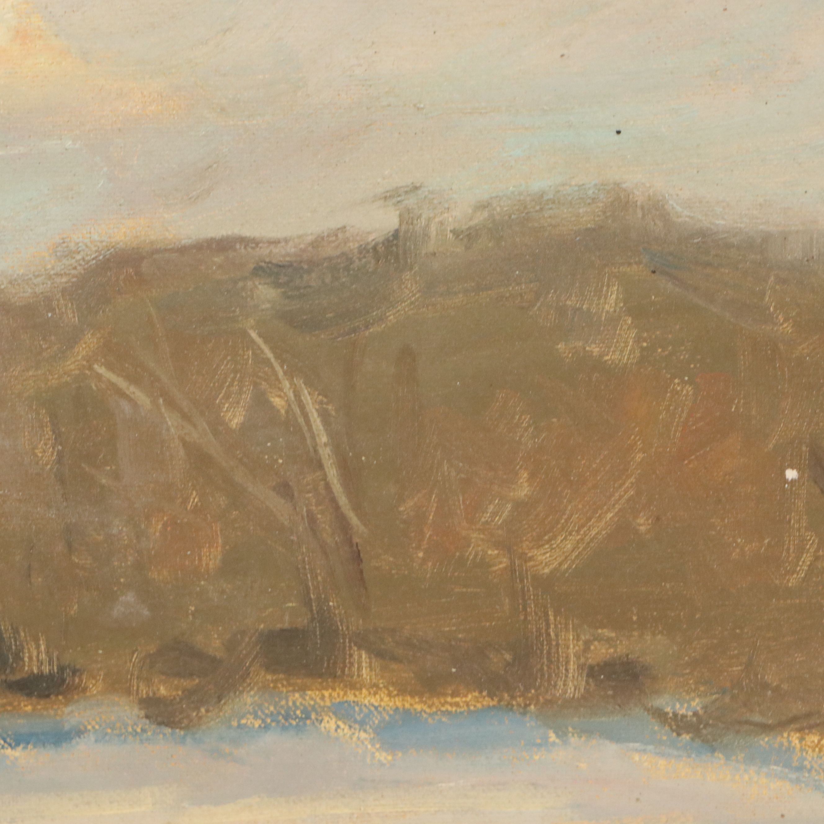 Richard Stalter Oil Painting of River in Winter, Mid to Late 20th Century