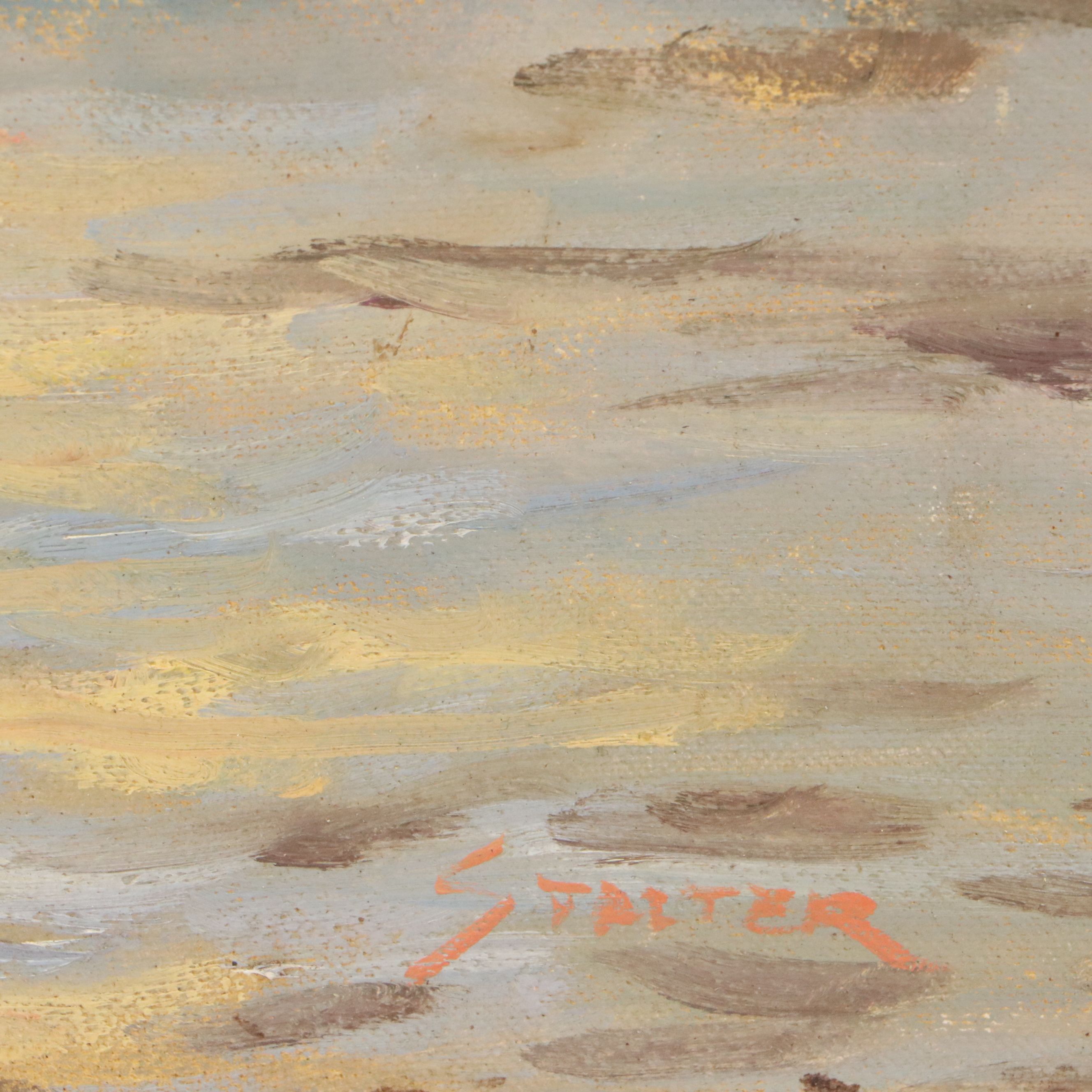 Richard Stalter Oil Painting of River in Winter, Mid to Late 20th Century