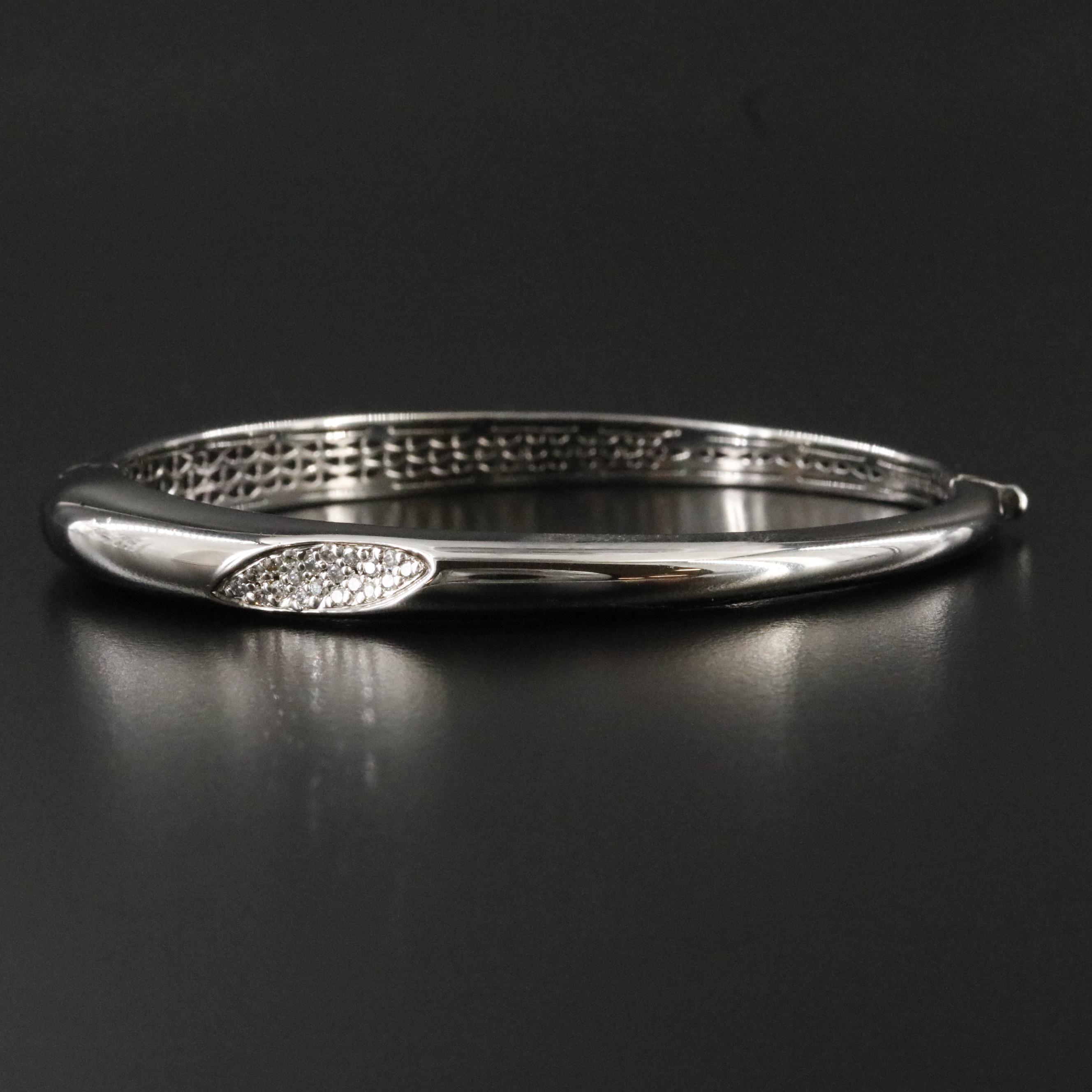 Roberto Coin Capri Plus Darkened Sterling and Diamond Hinged Bangle Bracelet