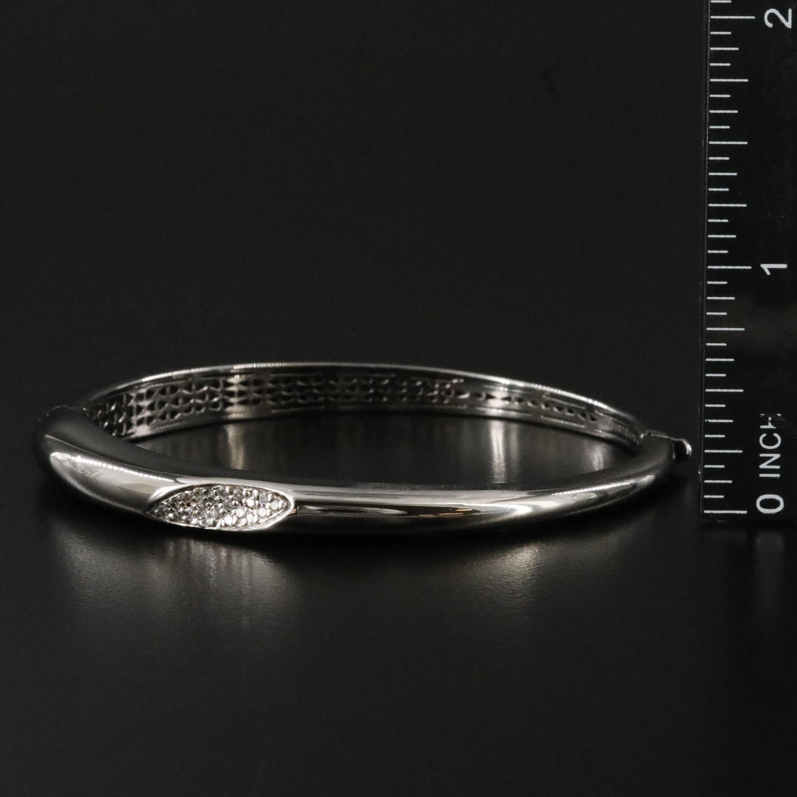 Roberto Coin Capri Plus Darkened Sterling and Diamond Hinged Bangle Bracelet