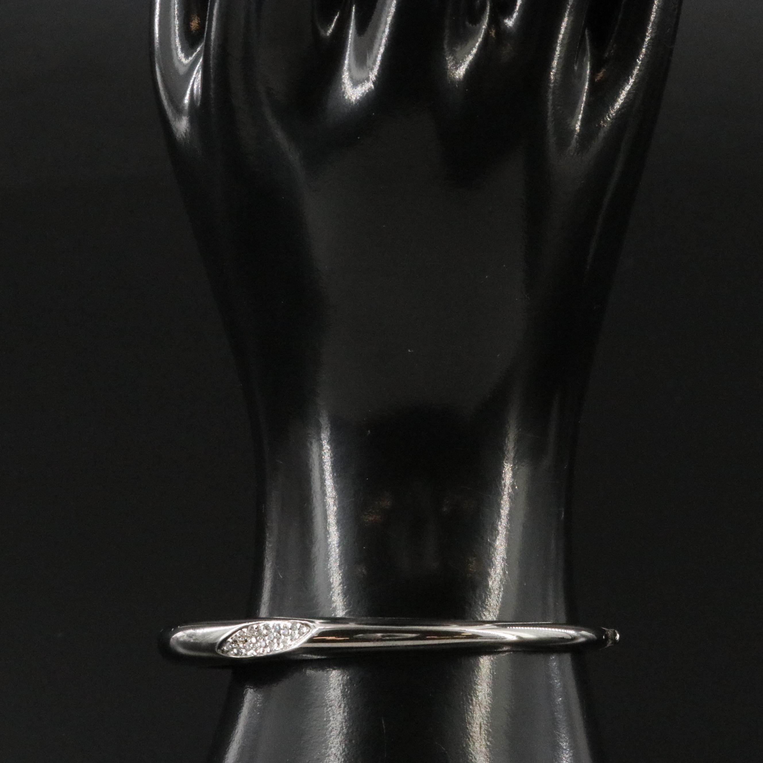 Roberto Coin Capri Plus Darkened Sterling and Diamond Hinged Bangle Bracelet