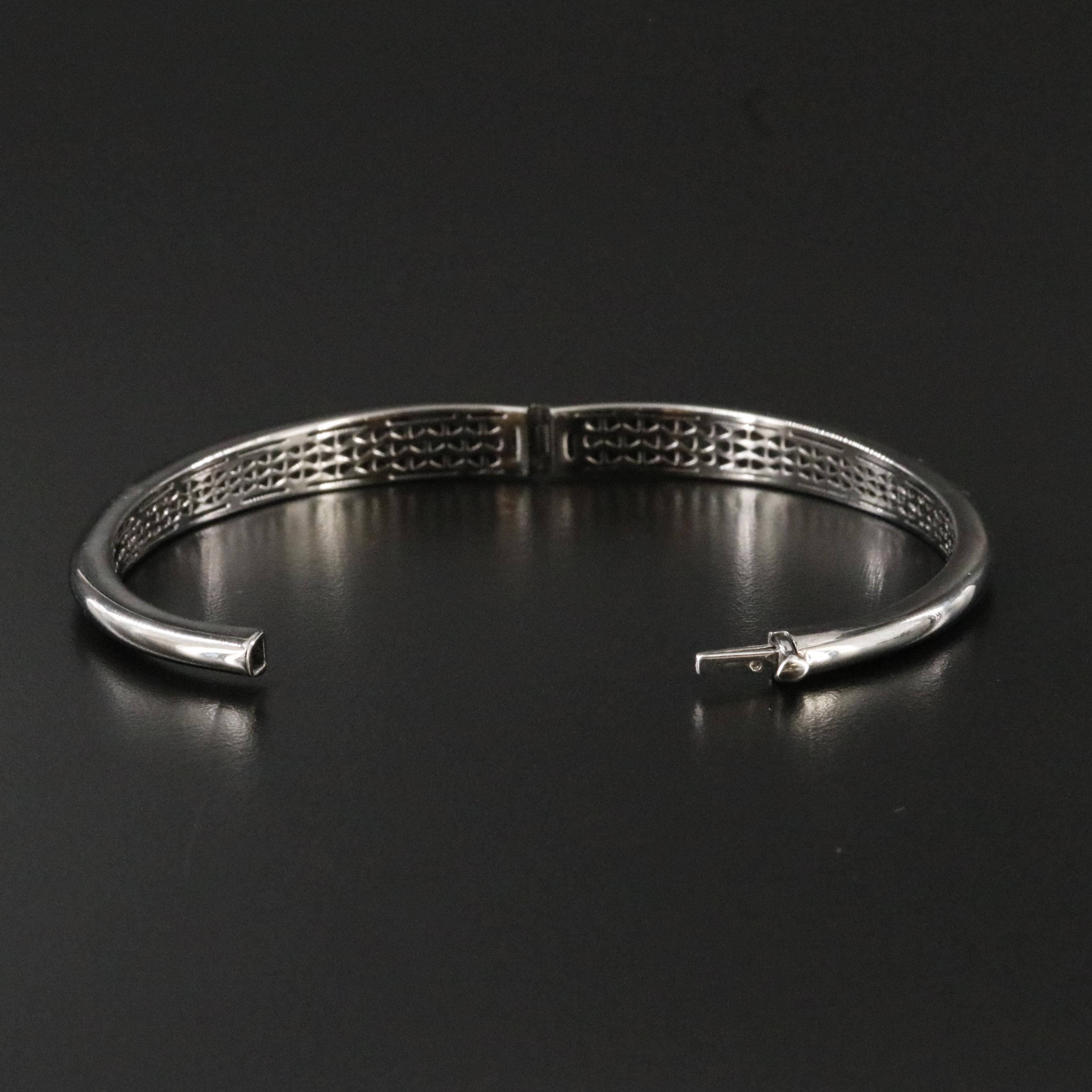 Roberto Coin Capri Plus Darkened Sterling and Diamond Hinged Bangle Bracelet