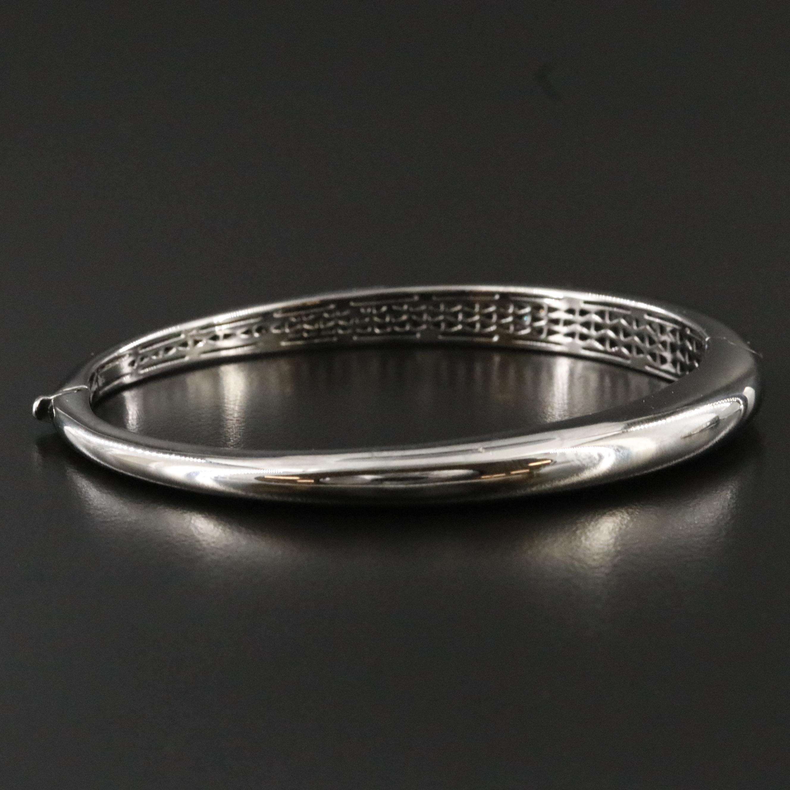 Roberto Coin Capri Plus Darkened Sterling and Diamond Hinged Bangle Bracelet