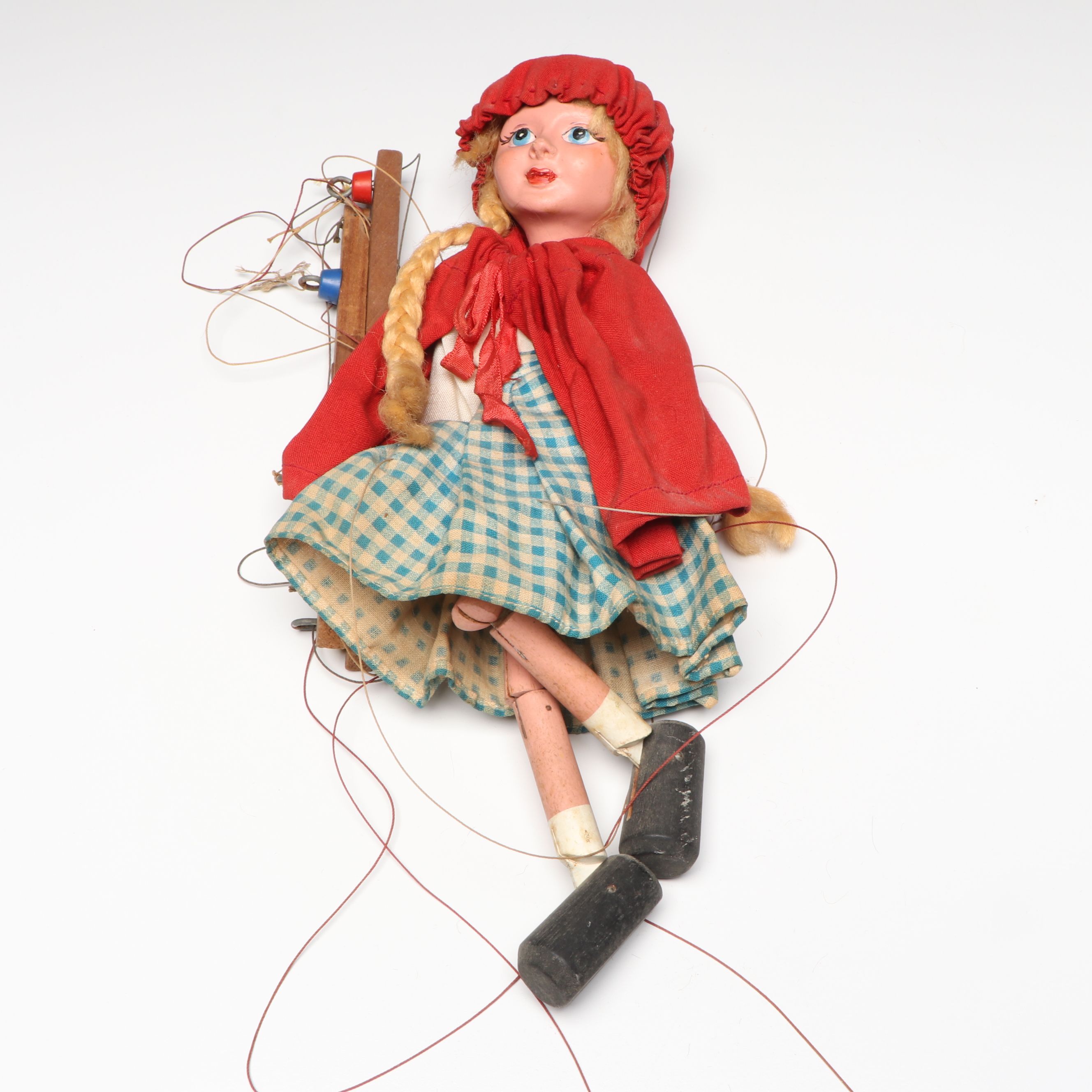 Hand-Painted "Little Red Riding Hood" with Other Vintage Marionettes