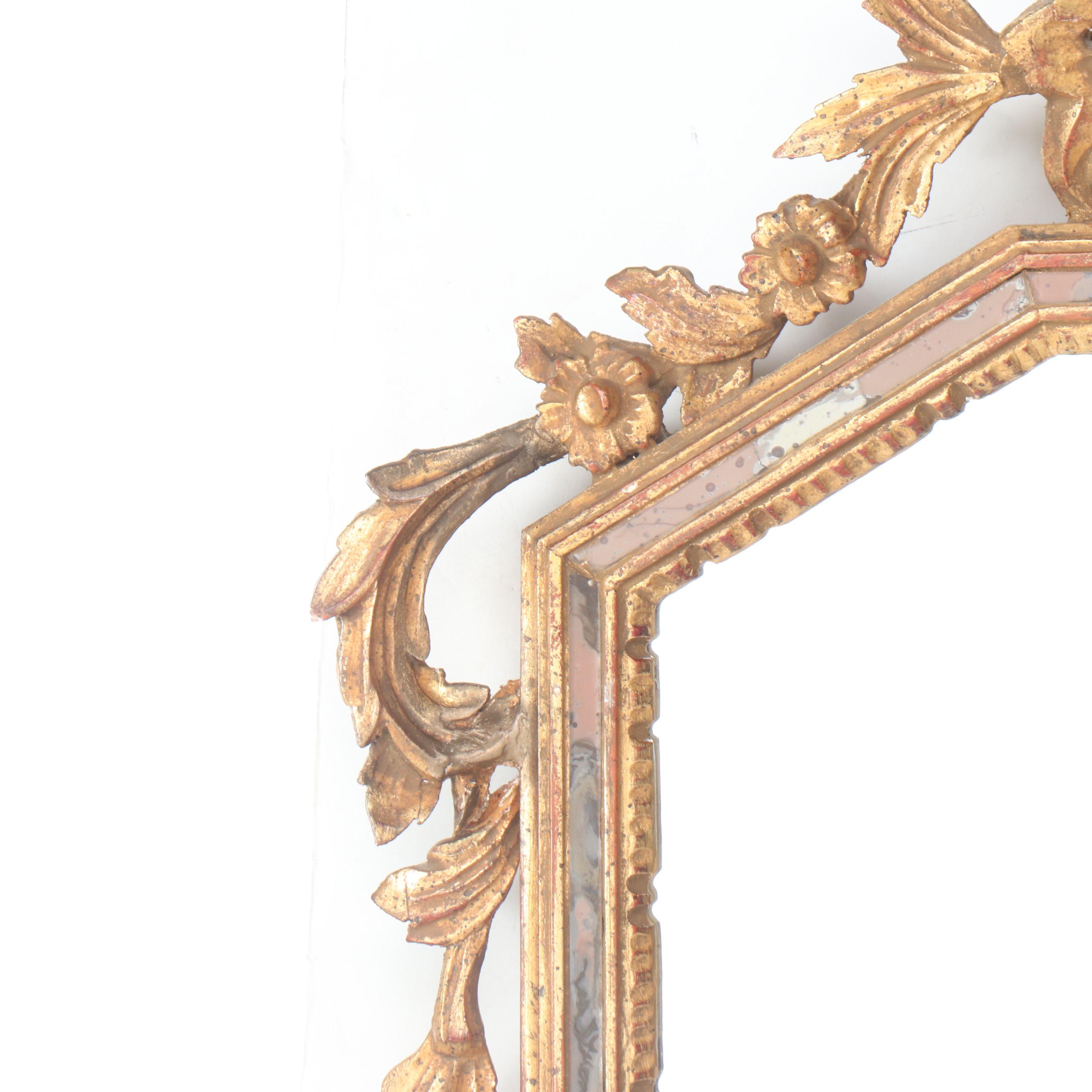 French Rococo Revival Giltwood and Gesso Crested Wall Mirror