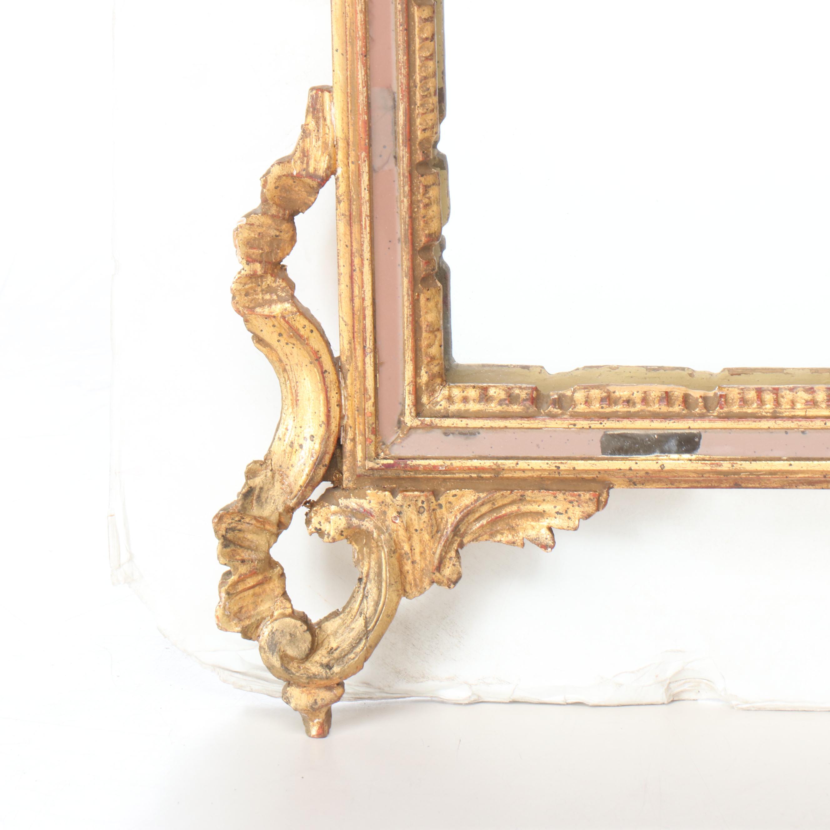 French Rococo Revival Giltwood and Gesso Crested Wall Mirror