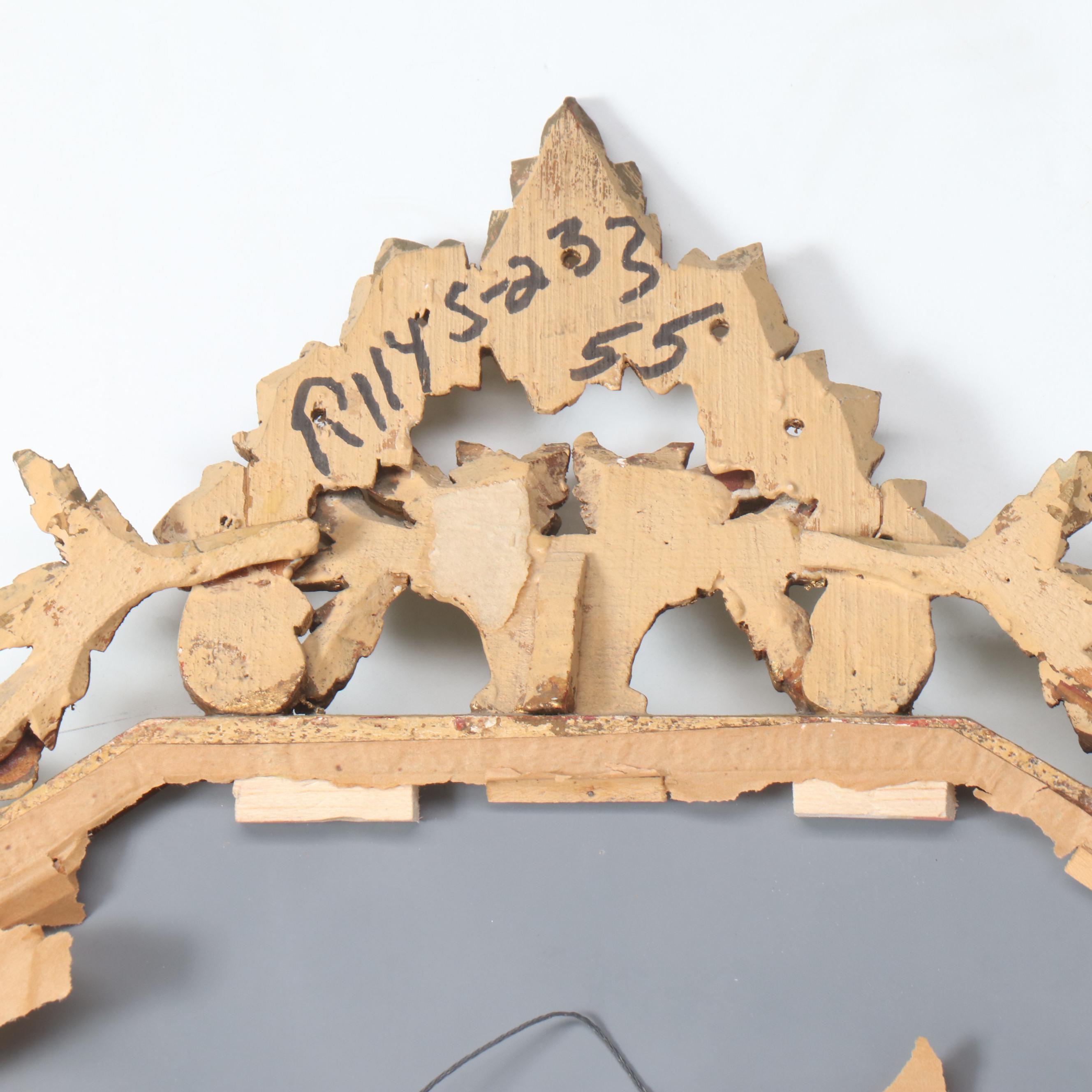 French Rococo Revival Giltwood and Gesso Crested Wall Mirror