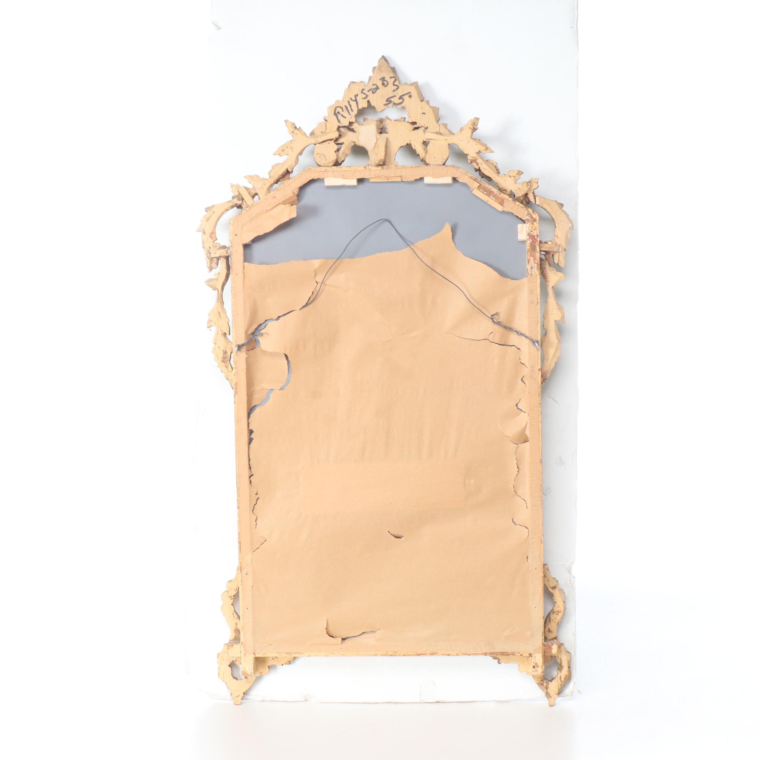 French Rococo Revival Giltwood and Gesso Crested Wall Mirror