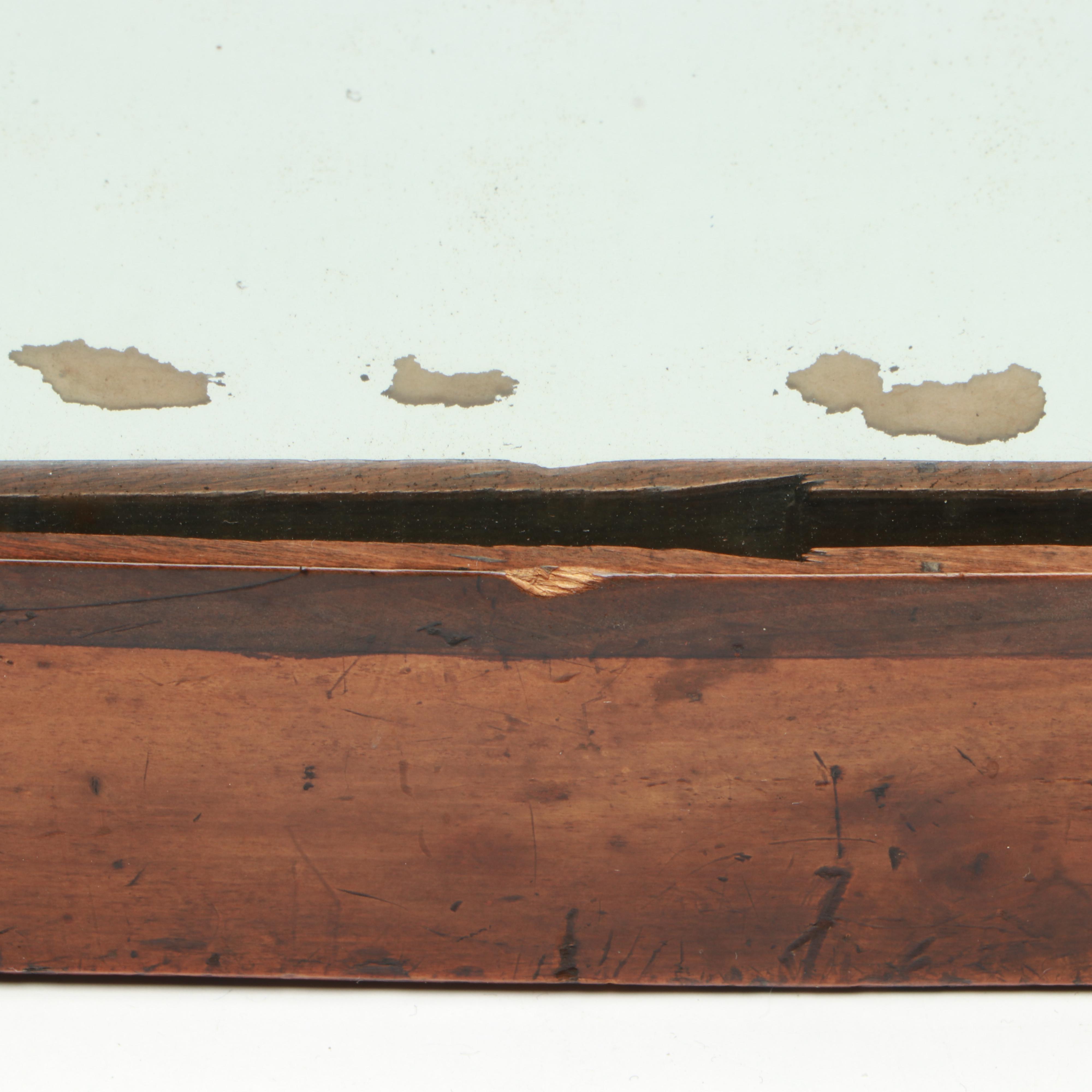 Baltic Biedermeier Wall Mirror with Hand-Tinted Courting Couple Engraved Insert