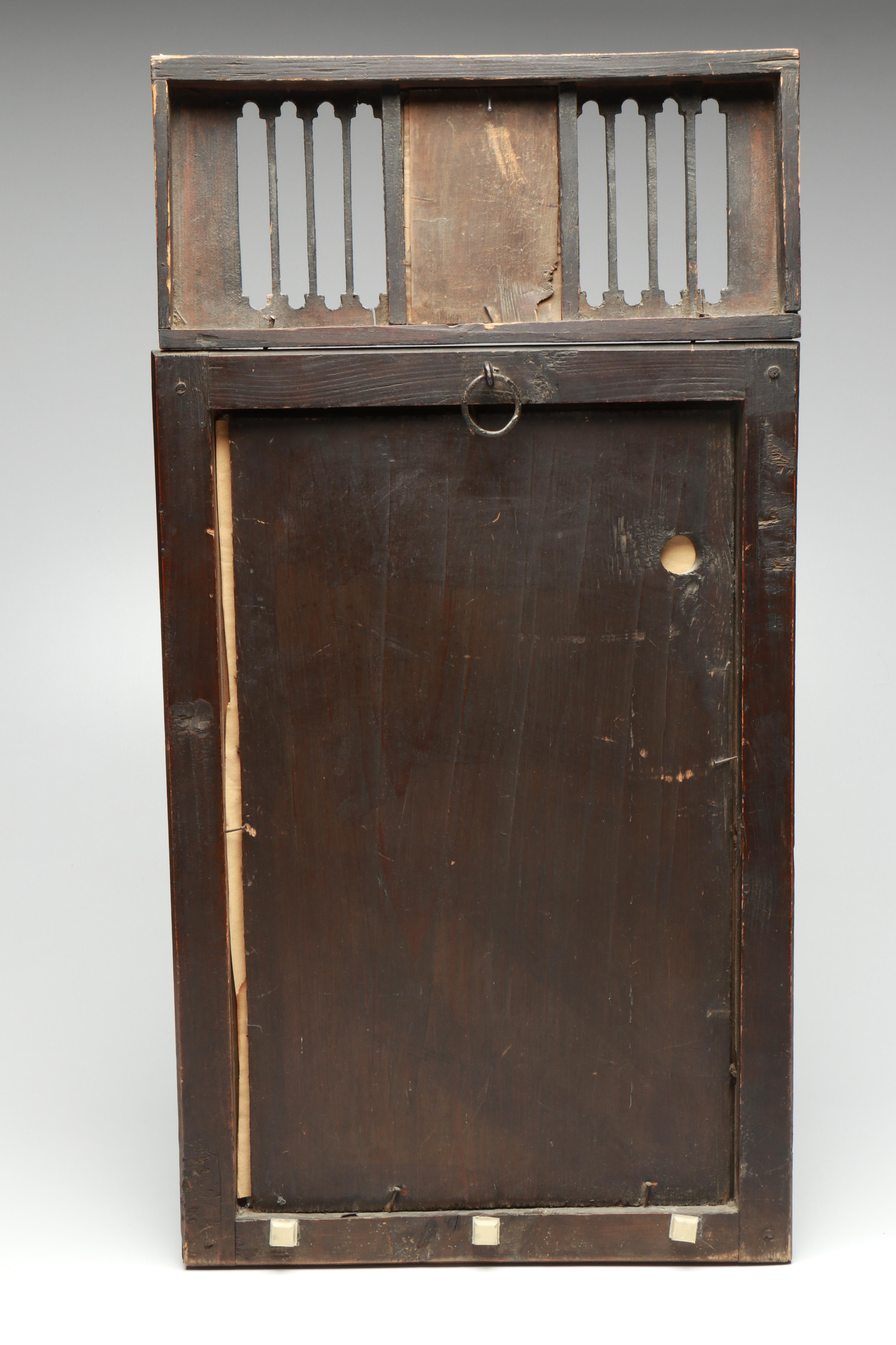 Baltic Biedermeier Wall Mirror with Hand-Tinted Courting Couple Engraved Insert