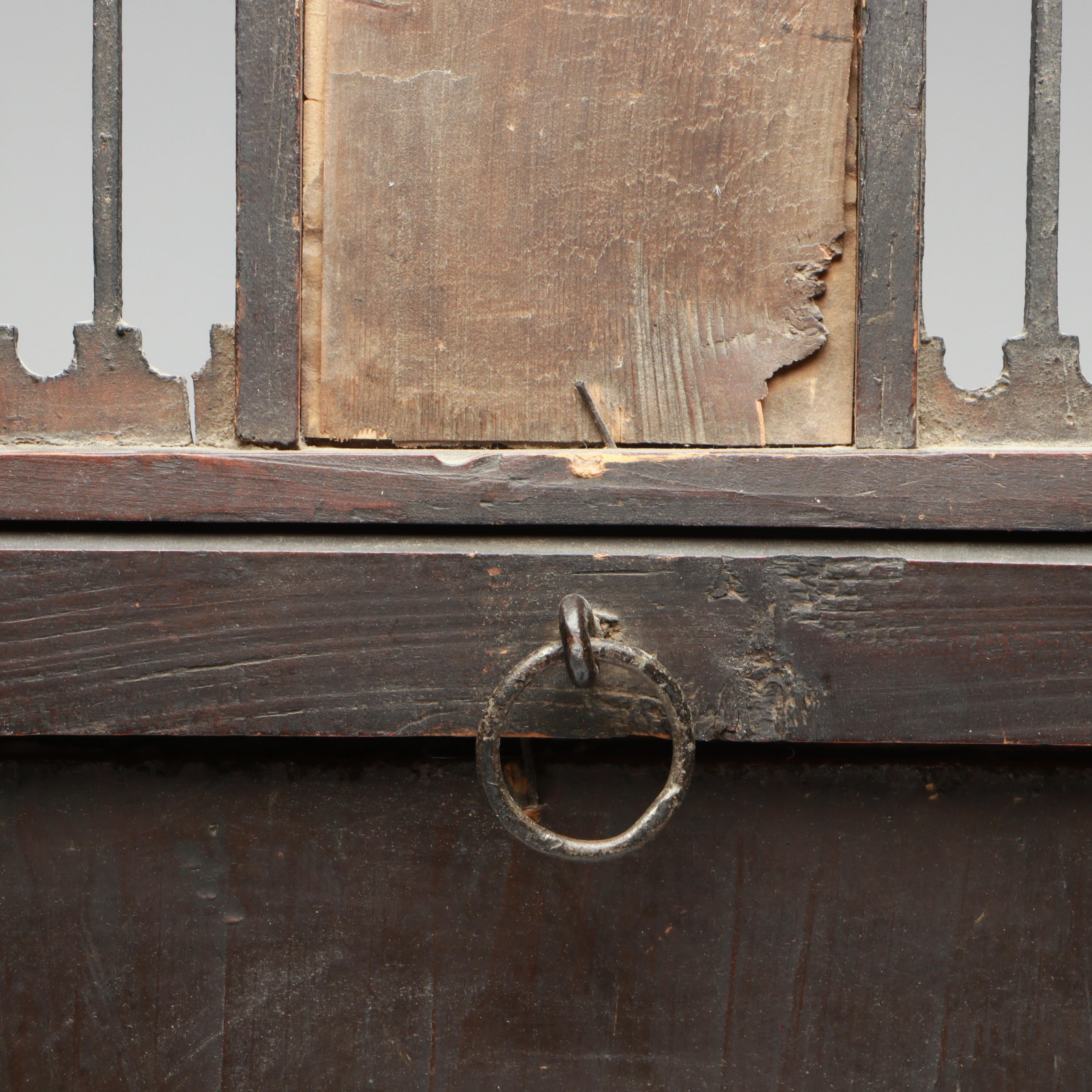 Baltic Biedermeier Wall Mirror with Hand-Tinted Courting Couple Engraved Insert