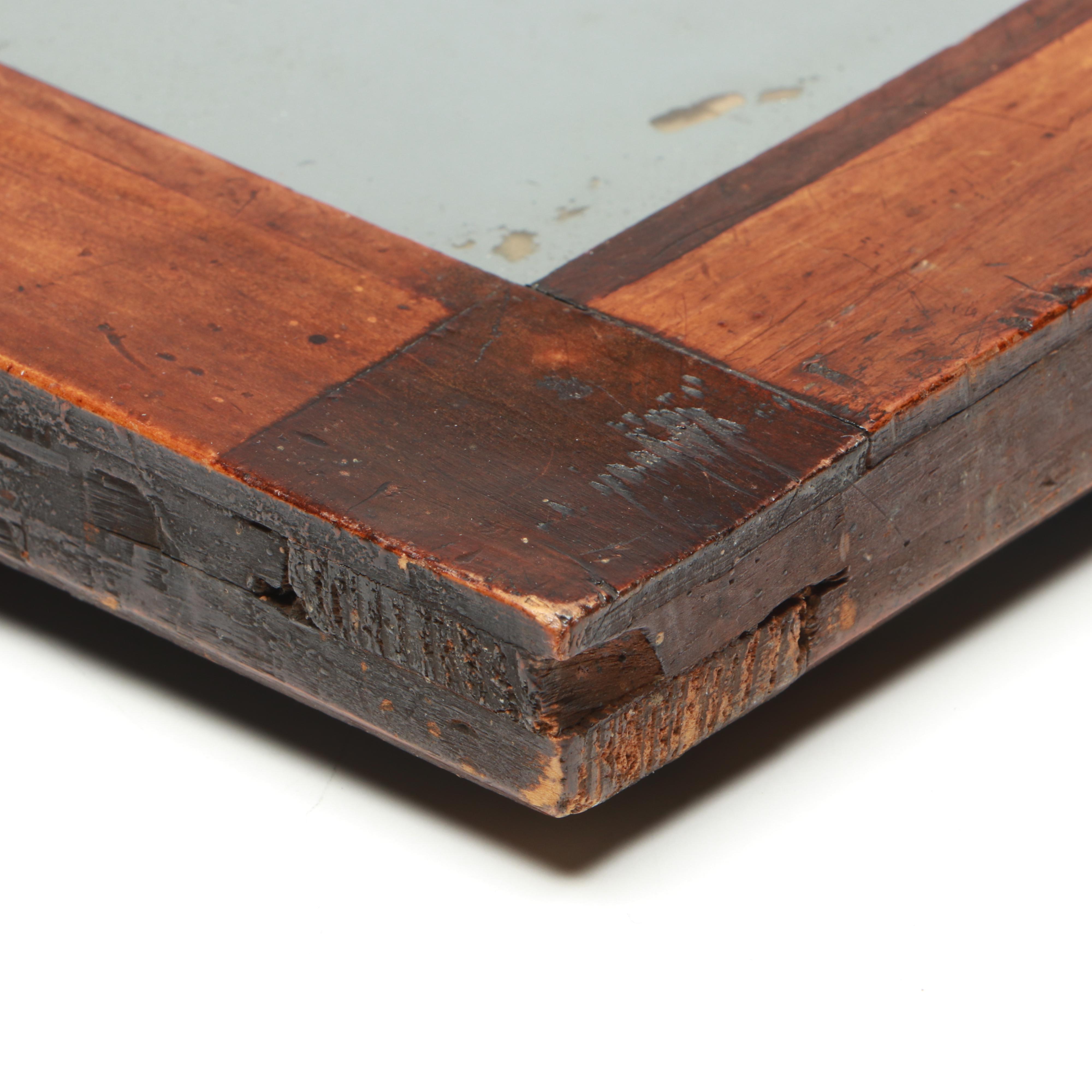 Baltic Biedermeier Wall Mirror with Hand-Tinted Courting Couple Engraved Insert