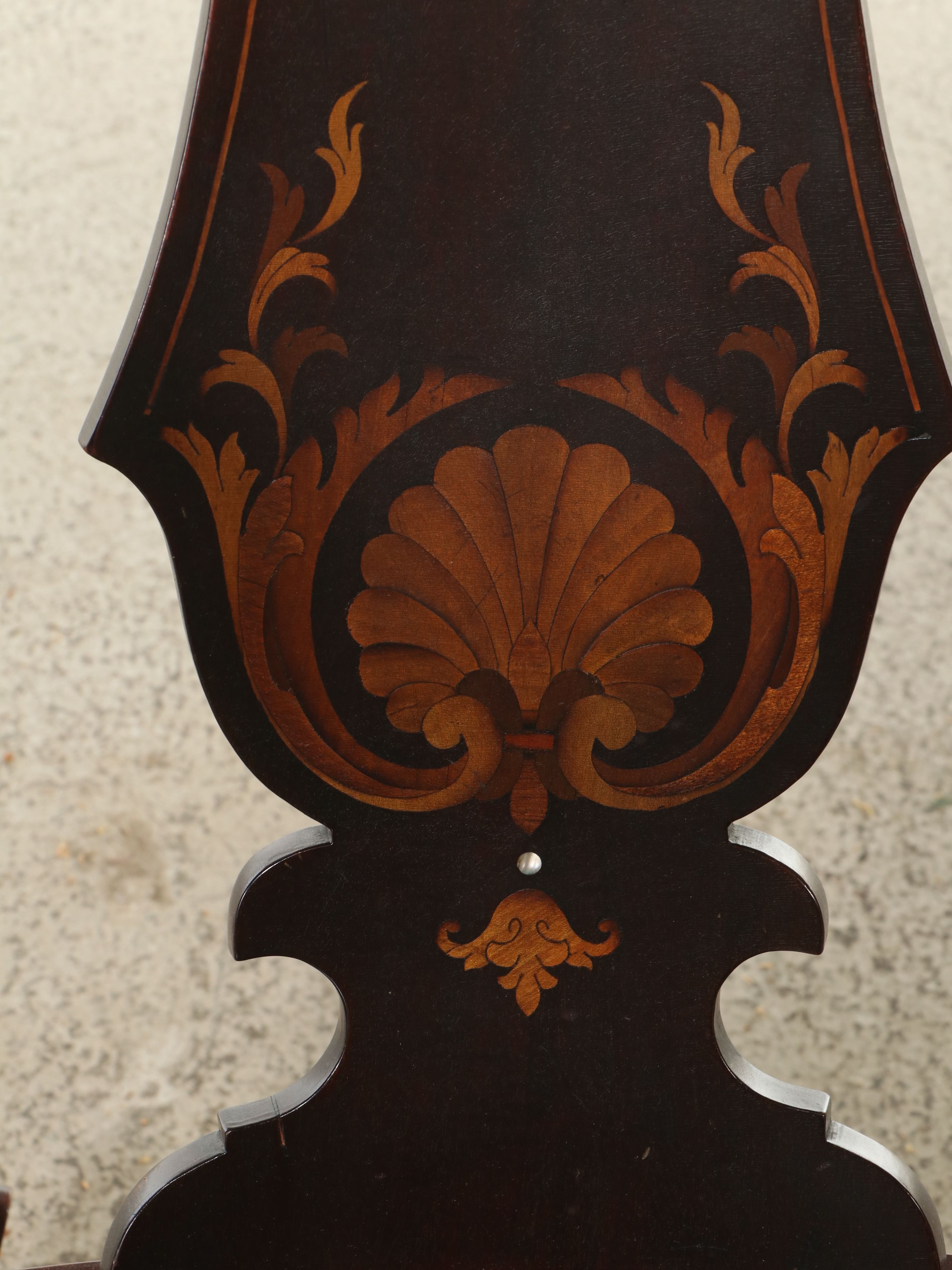 Adams Style Inlaid Mahogany Finish Rocking Chair, Early to Mid-20th Century