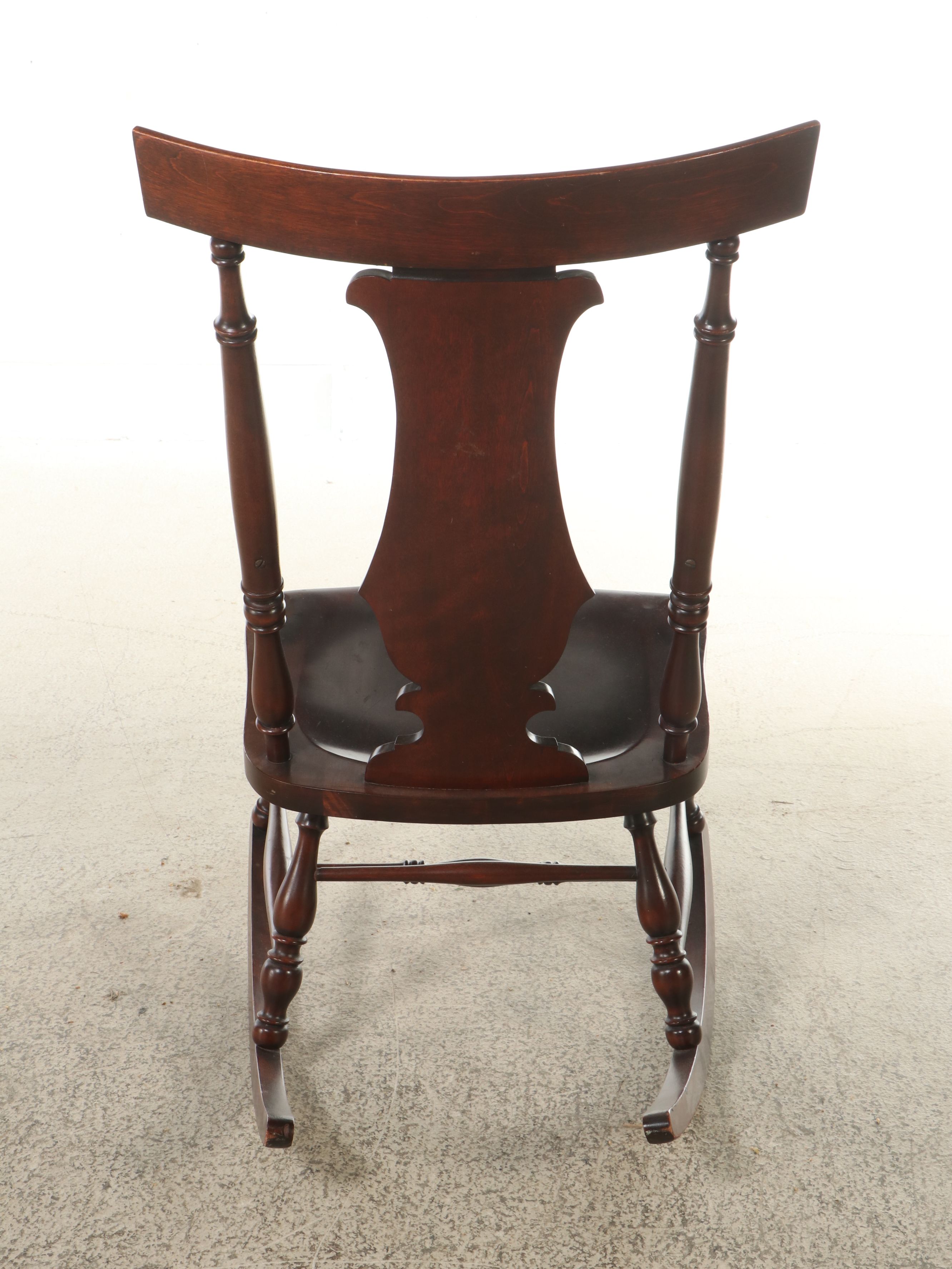 Adams Style Inlaid Mahogany Finish Rocking Chair, Early to Mid-20th Century
