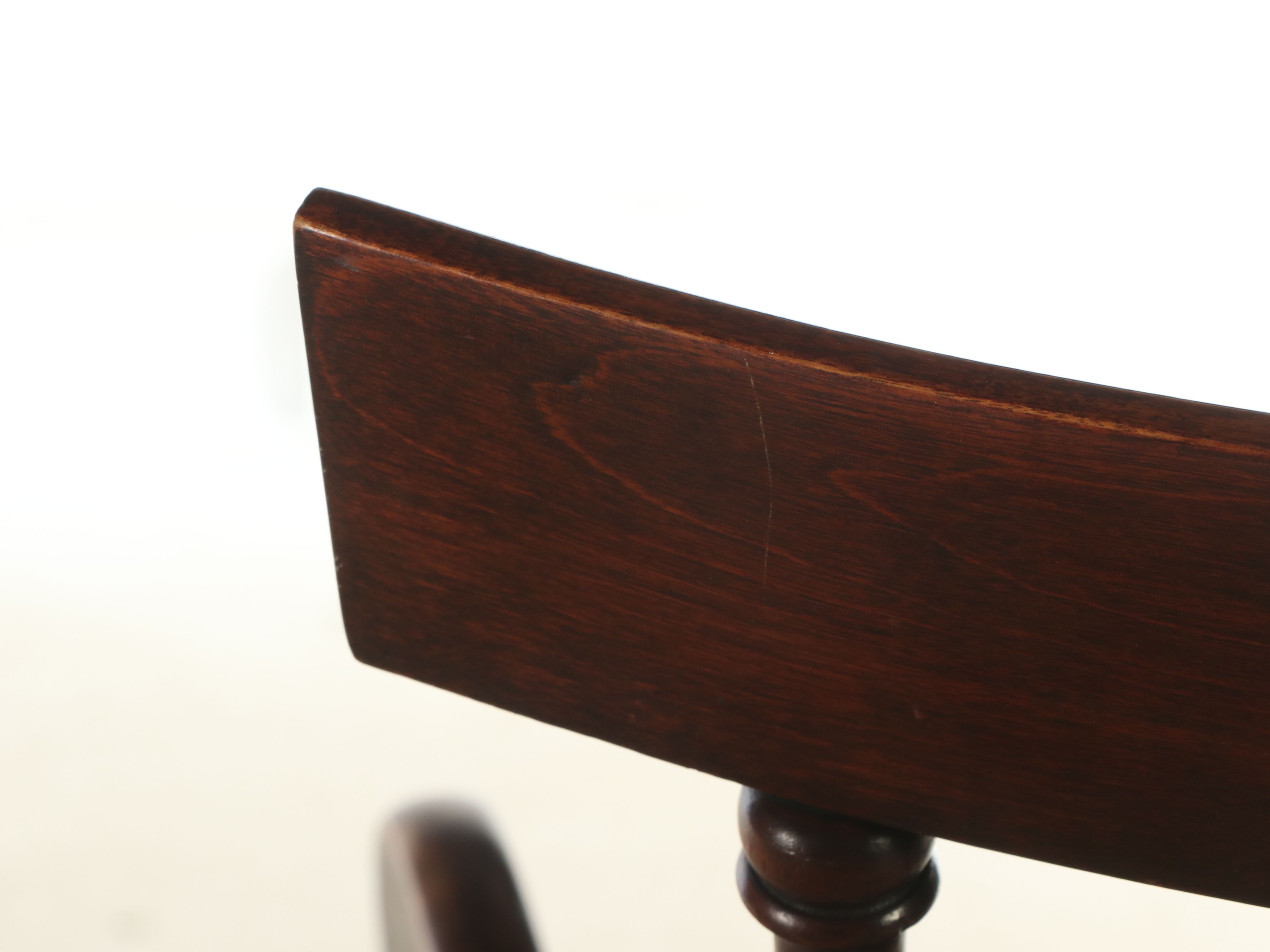 Adams Style Inlaid Mahogany Finish Rocking Chair, Early to Mid-20th Century