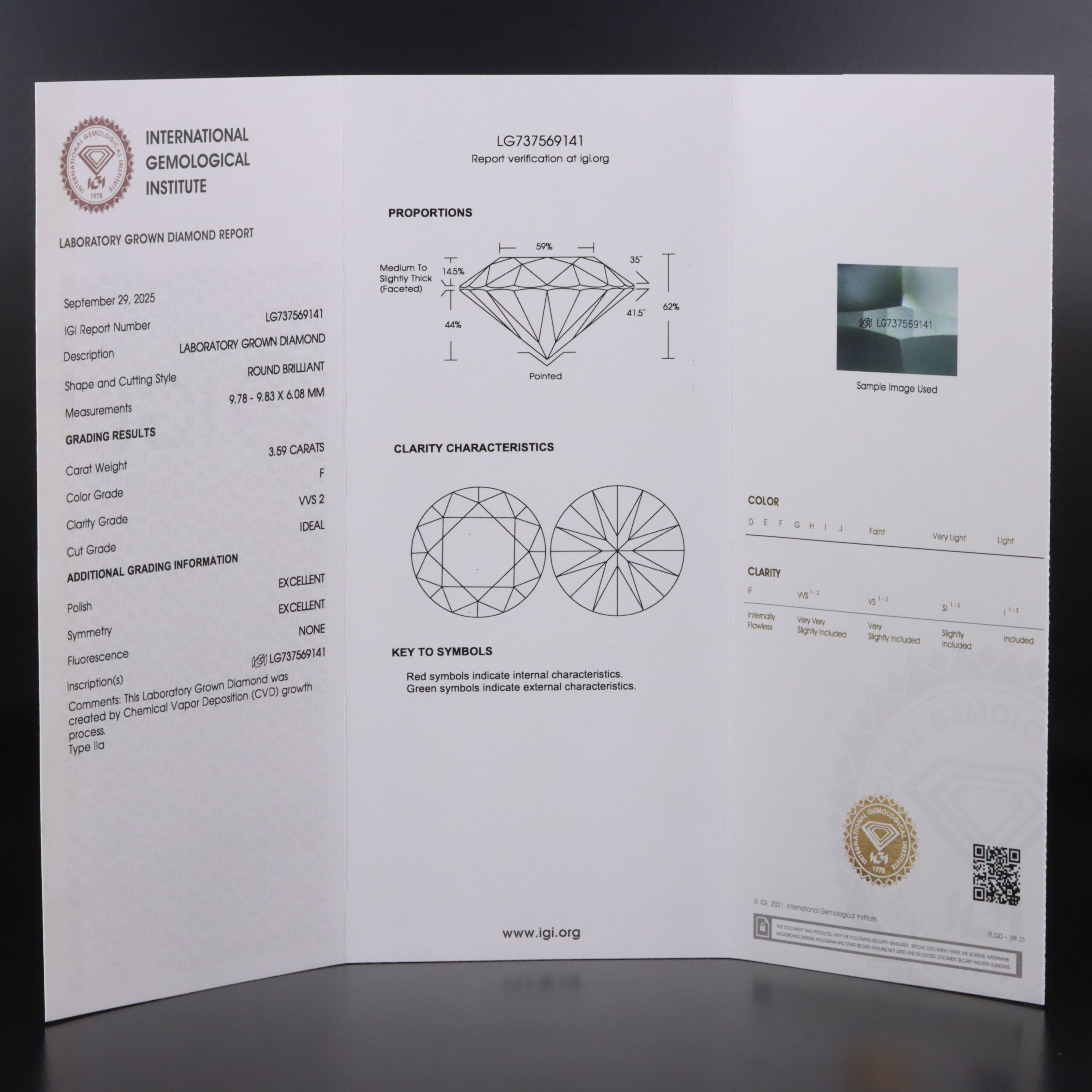 14K 3.59 CT Lab Grown Diamond Solitaire Ring with IGI Report