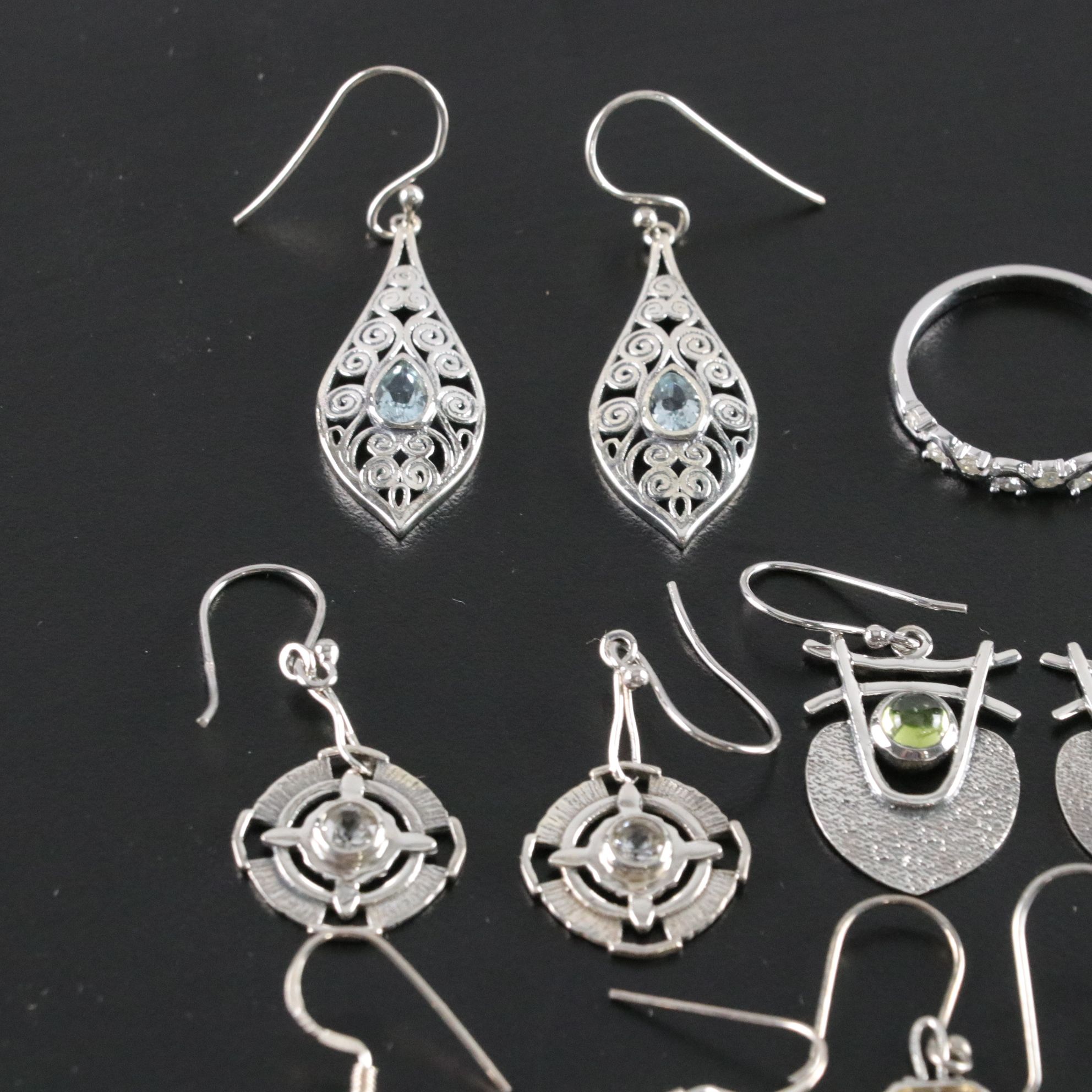 14 Assorted Sterling Silver Earrings and Ring