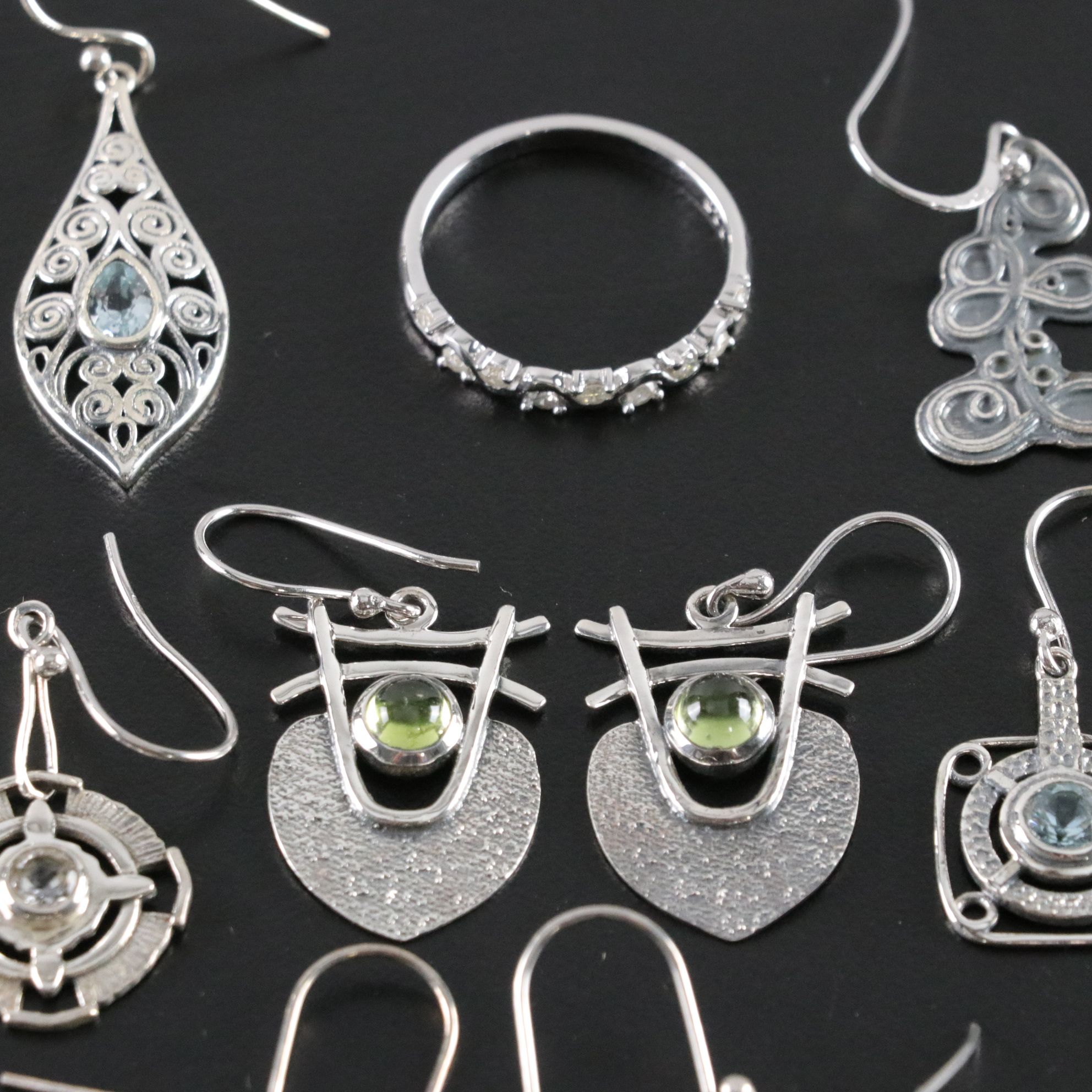 14 Assorted Sterling Silver Earrings and Ring