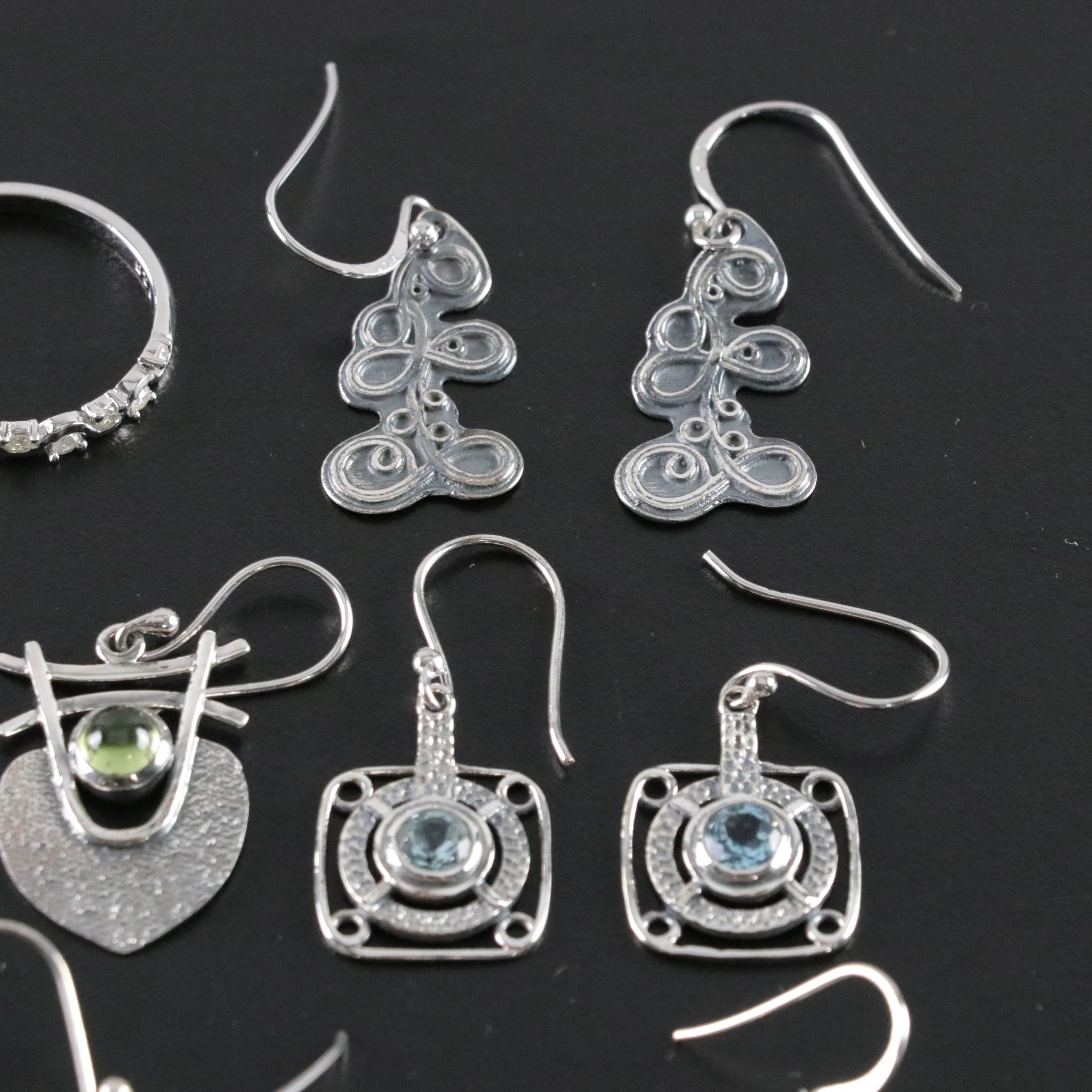 14 Assorted Sterling Silver Earrings and Ring