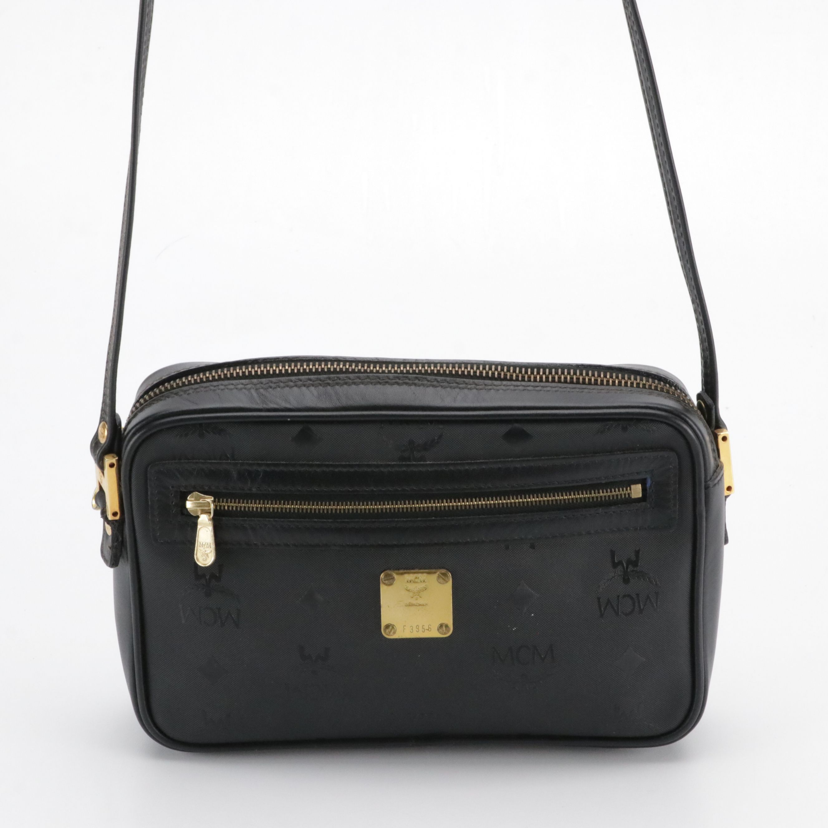 MCM Crossbody Bag in Black Viseto Nylon and Leather, Vintage
