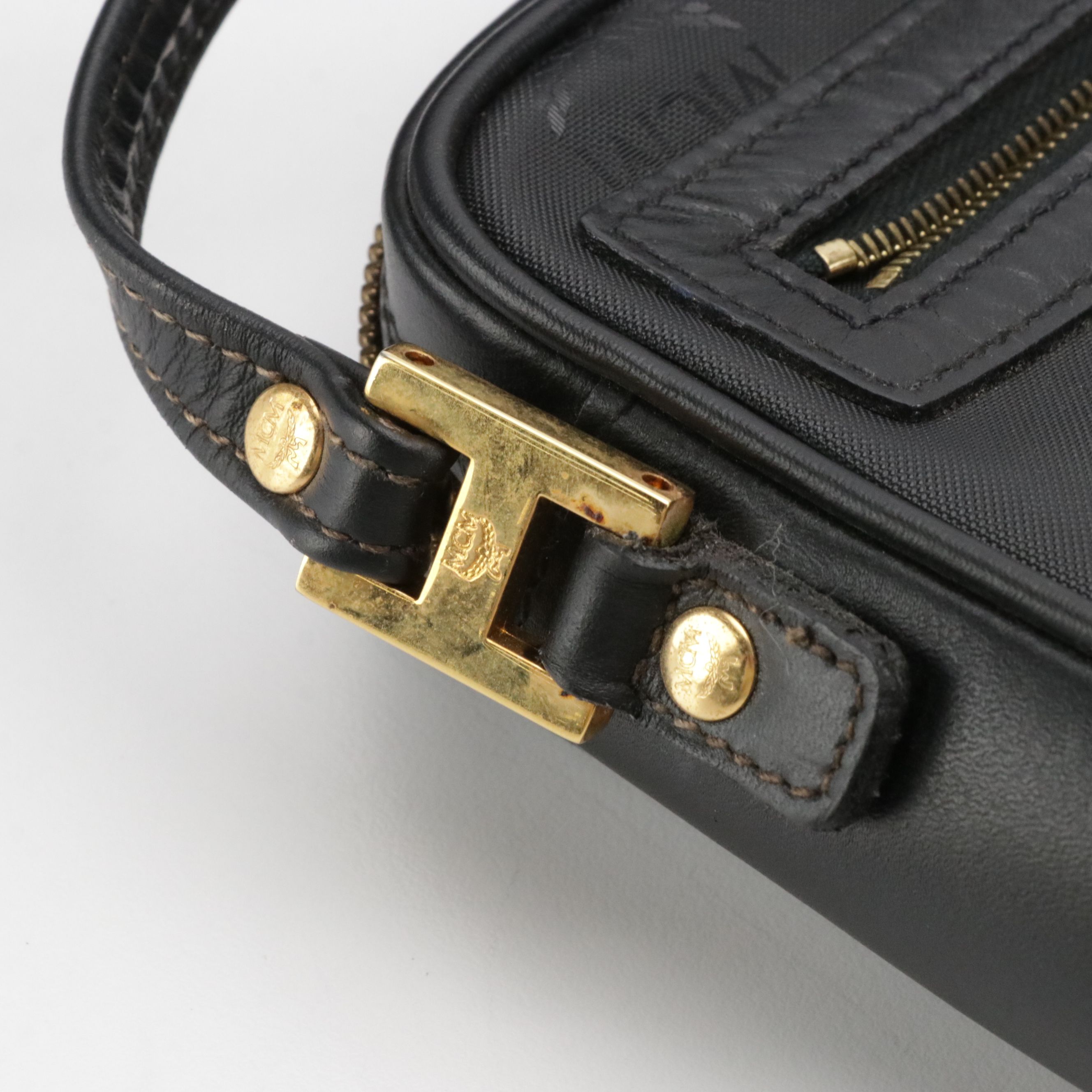 MCM Crossbody Bag in Black Viseto Nylon and Leather, Vintage