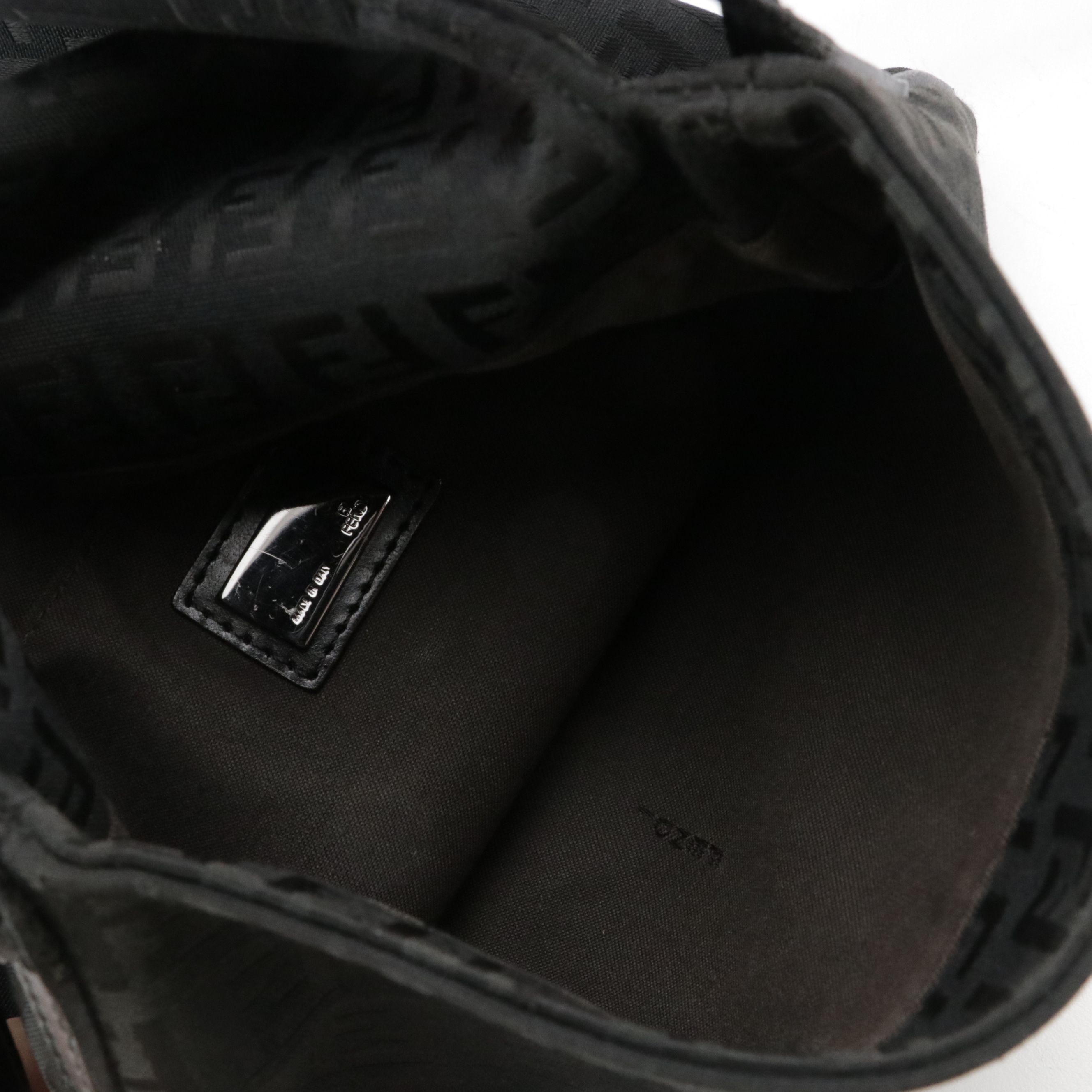 Fendi Front Flap Crossbody Bag in Black Zucchino Canvas and Leather Trim