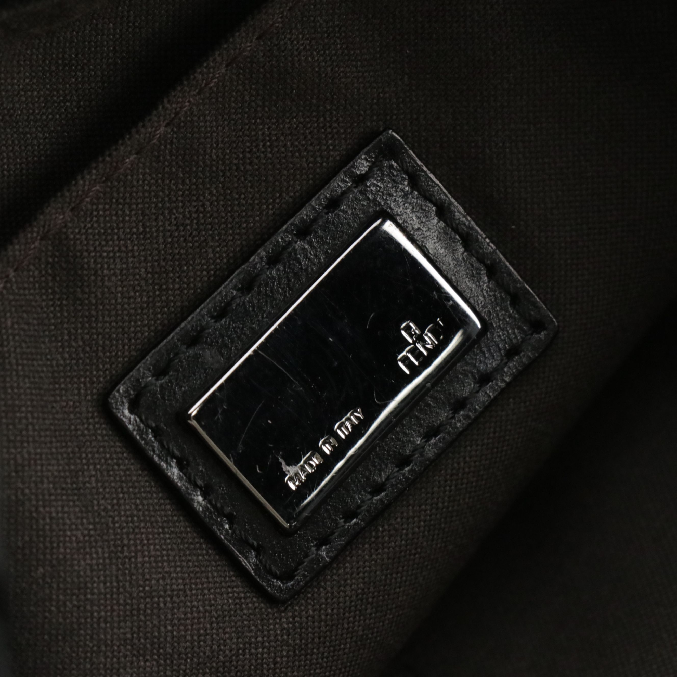 Fendi Front Flap Crossbody Bag in Black Zucchino Canvas and Leather Trim