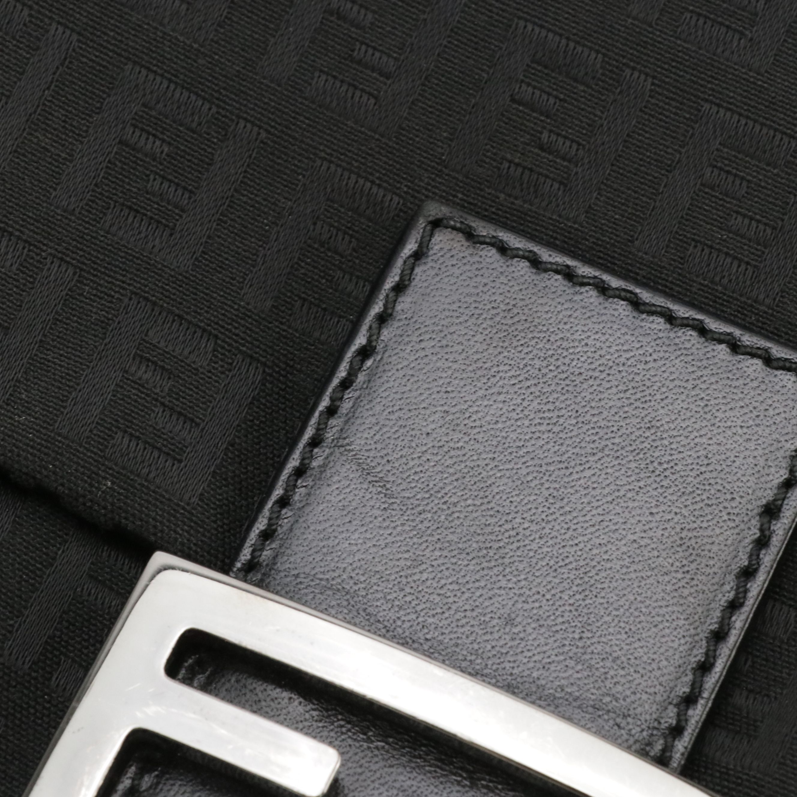 Fendi Front Flap Crossbody Bag in Black Zucchino Canvas and Leather Trim