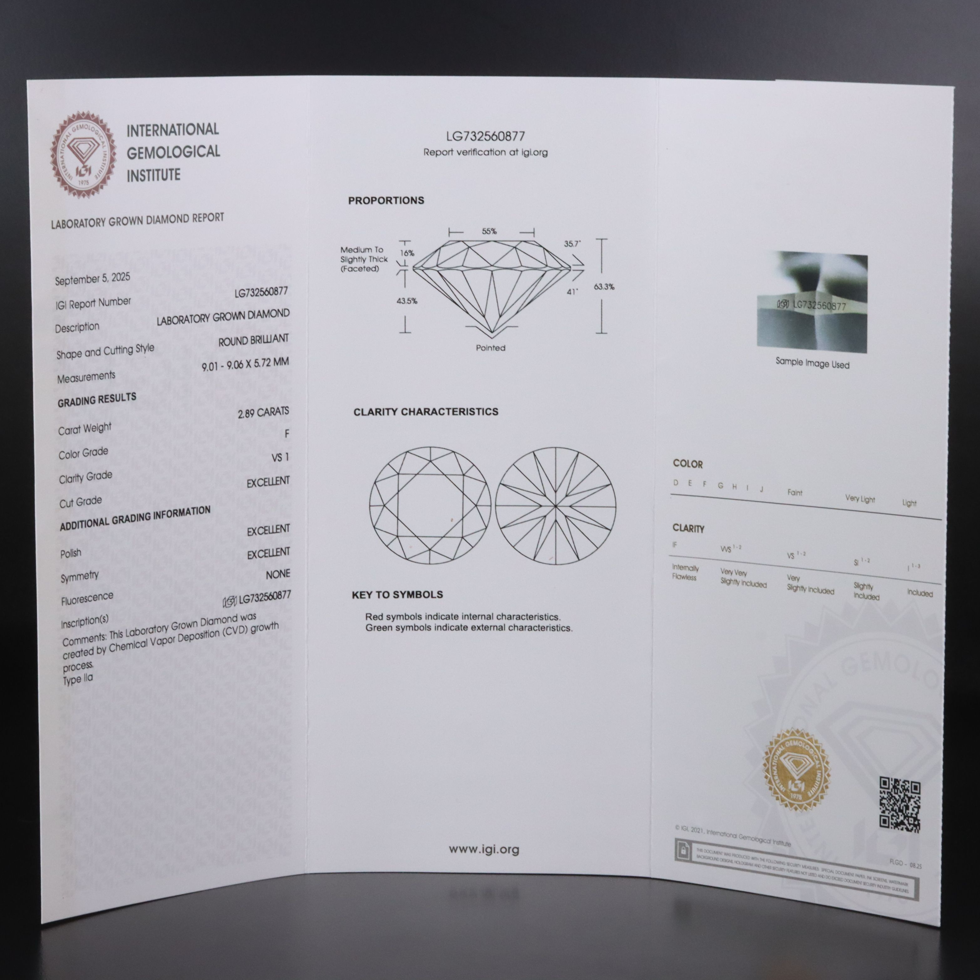 14K 2.89 CT Lab Grown Diamond Solitaire Ring with IGI Report