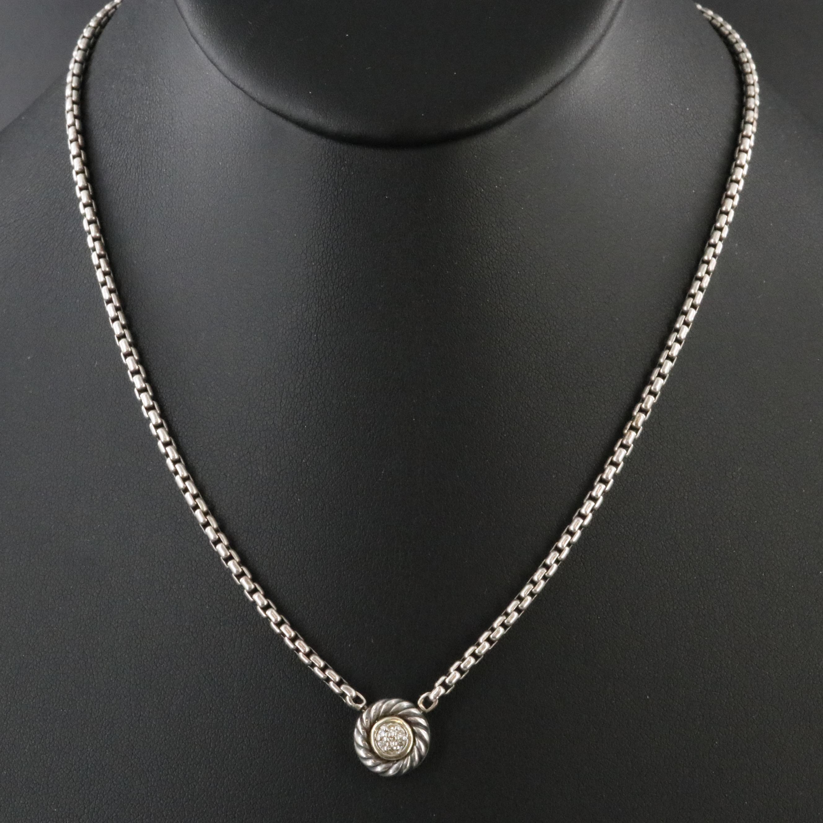 David Yurman Cookie Sterling 14K Diamond Necklace