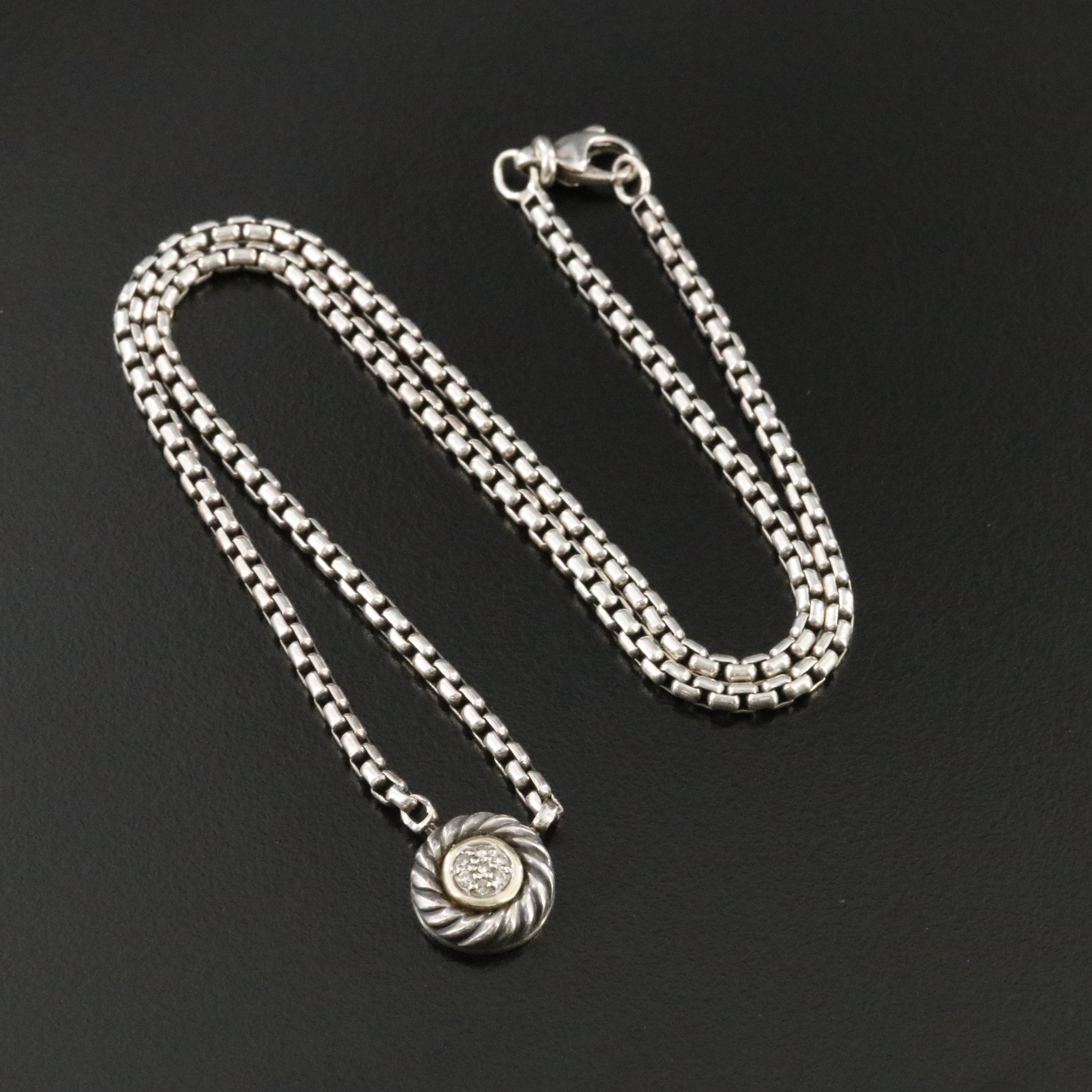 David Yurman Cookie Sterling 14K Diamond Necklace