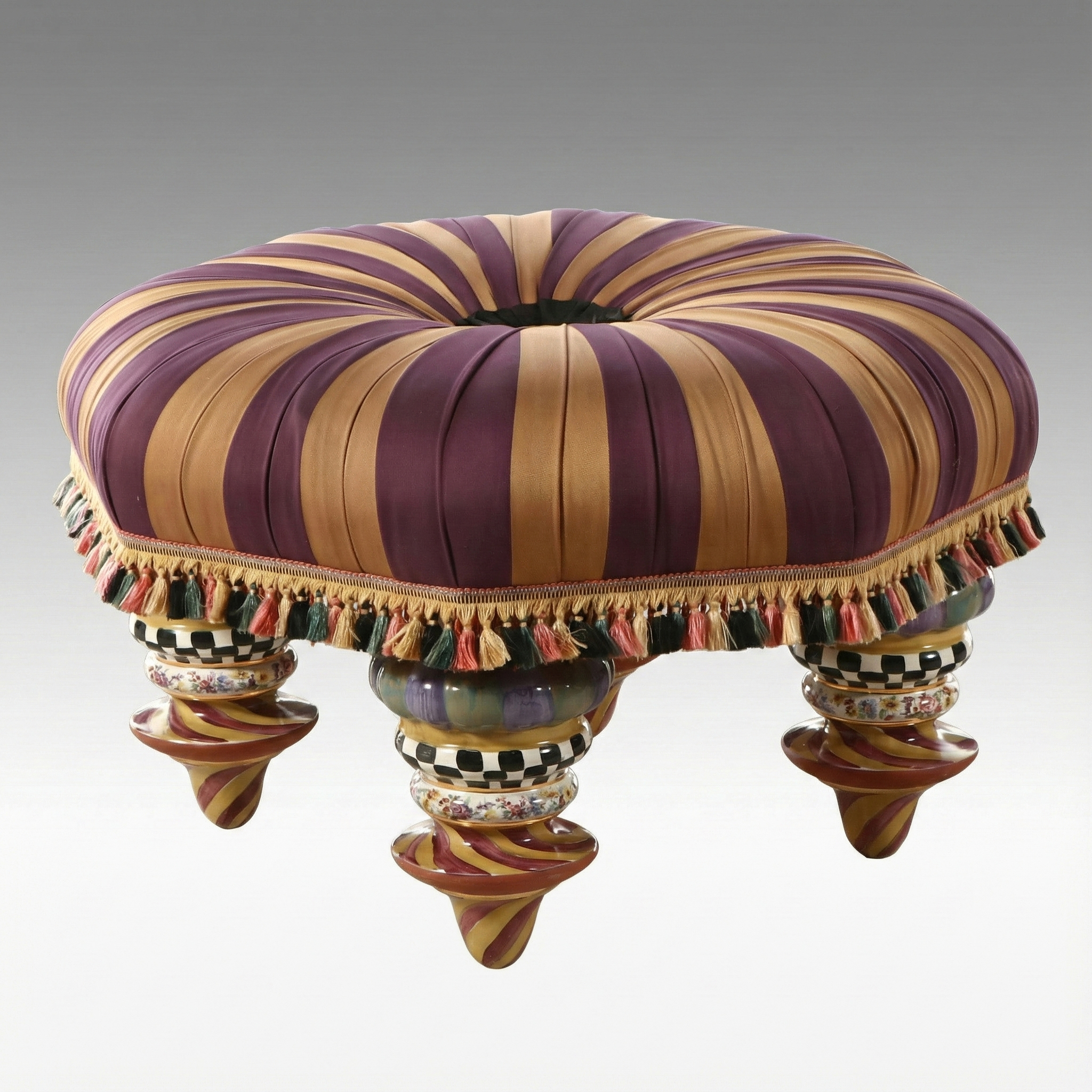 MacKenzie-Childs "On Wall Street" Upholstered Setting Seat