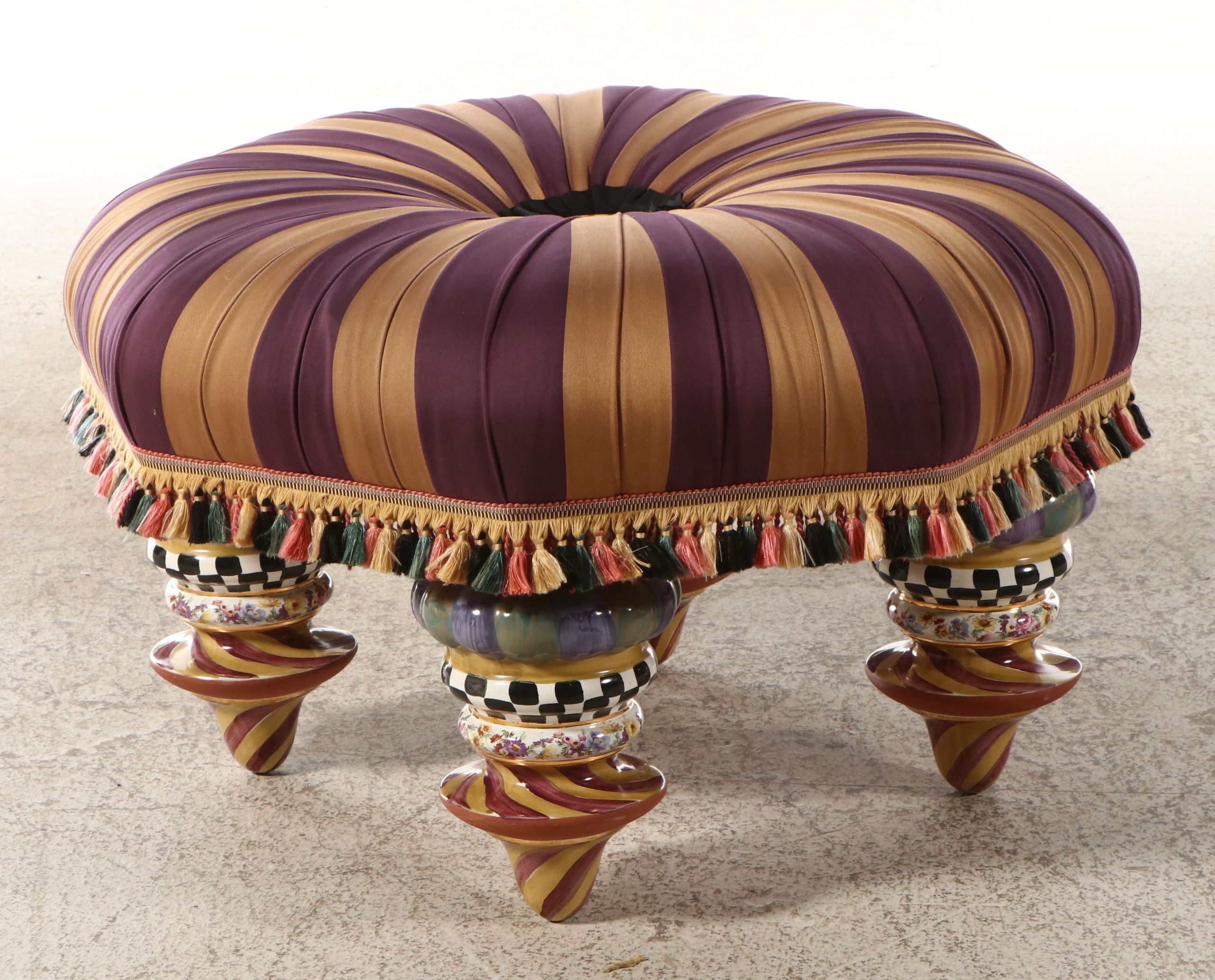 MacKenzie-Childs "On Wall Street" Upholstered Setting Seat