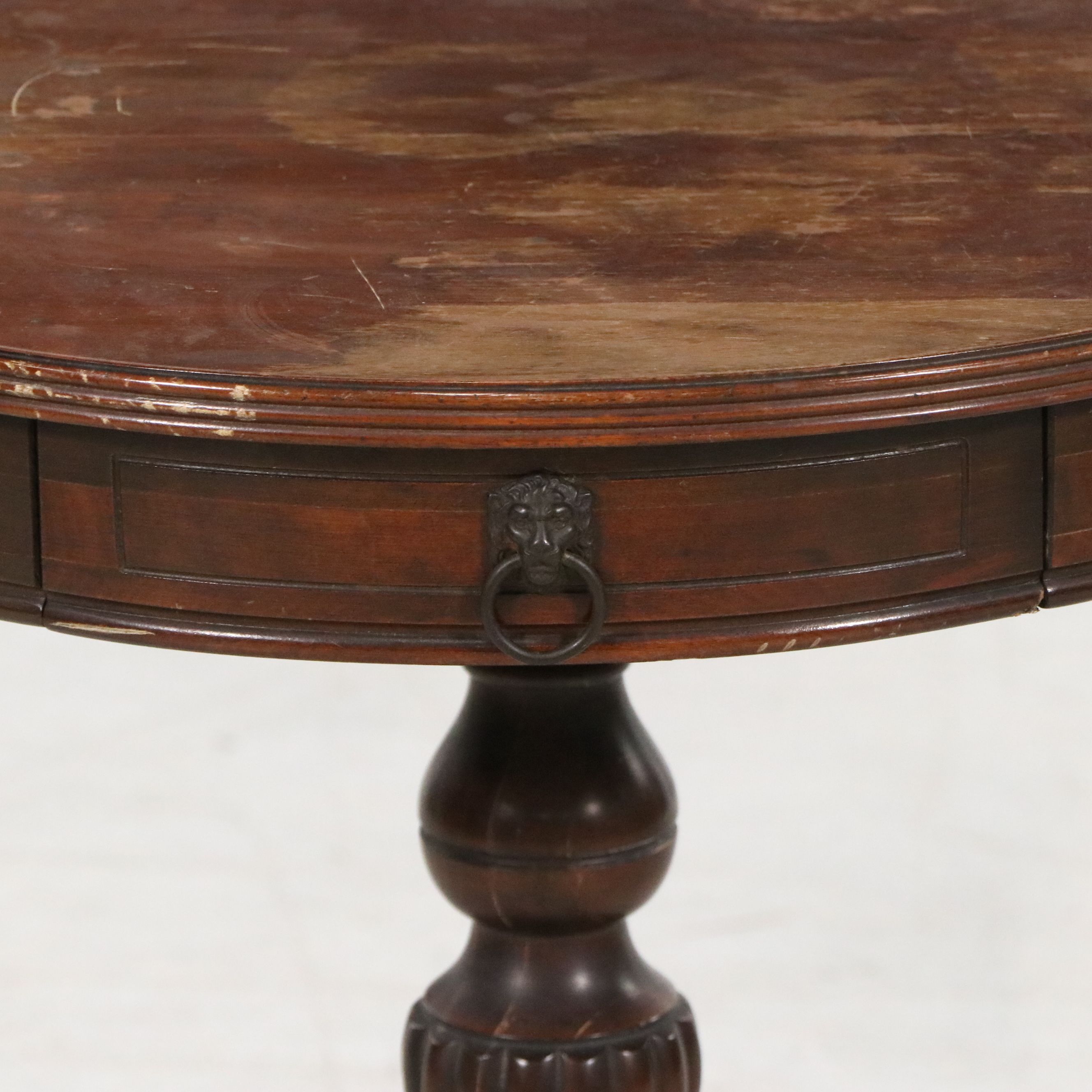 Duncan Phyfe Style Mahogany Finish Drum Table