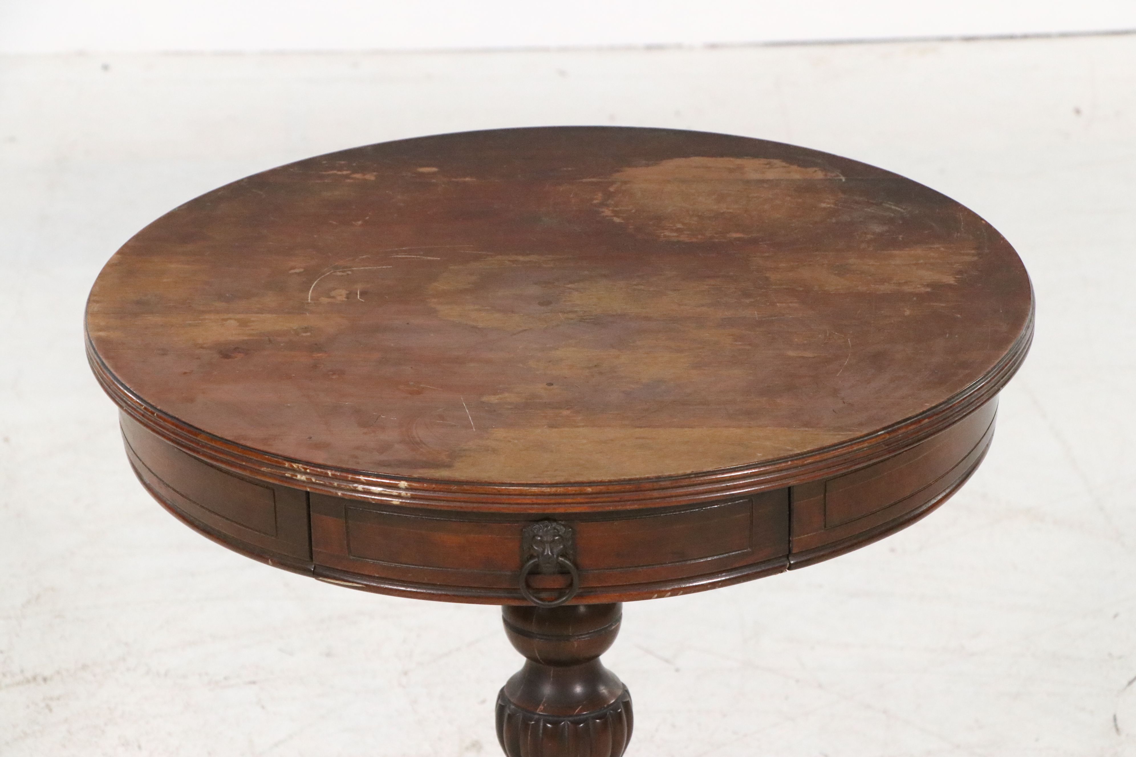 Duncan Phyfe Style Mahogany Finish Drum Table