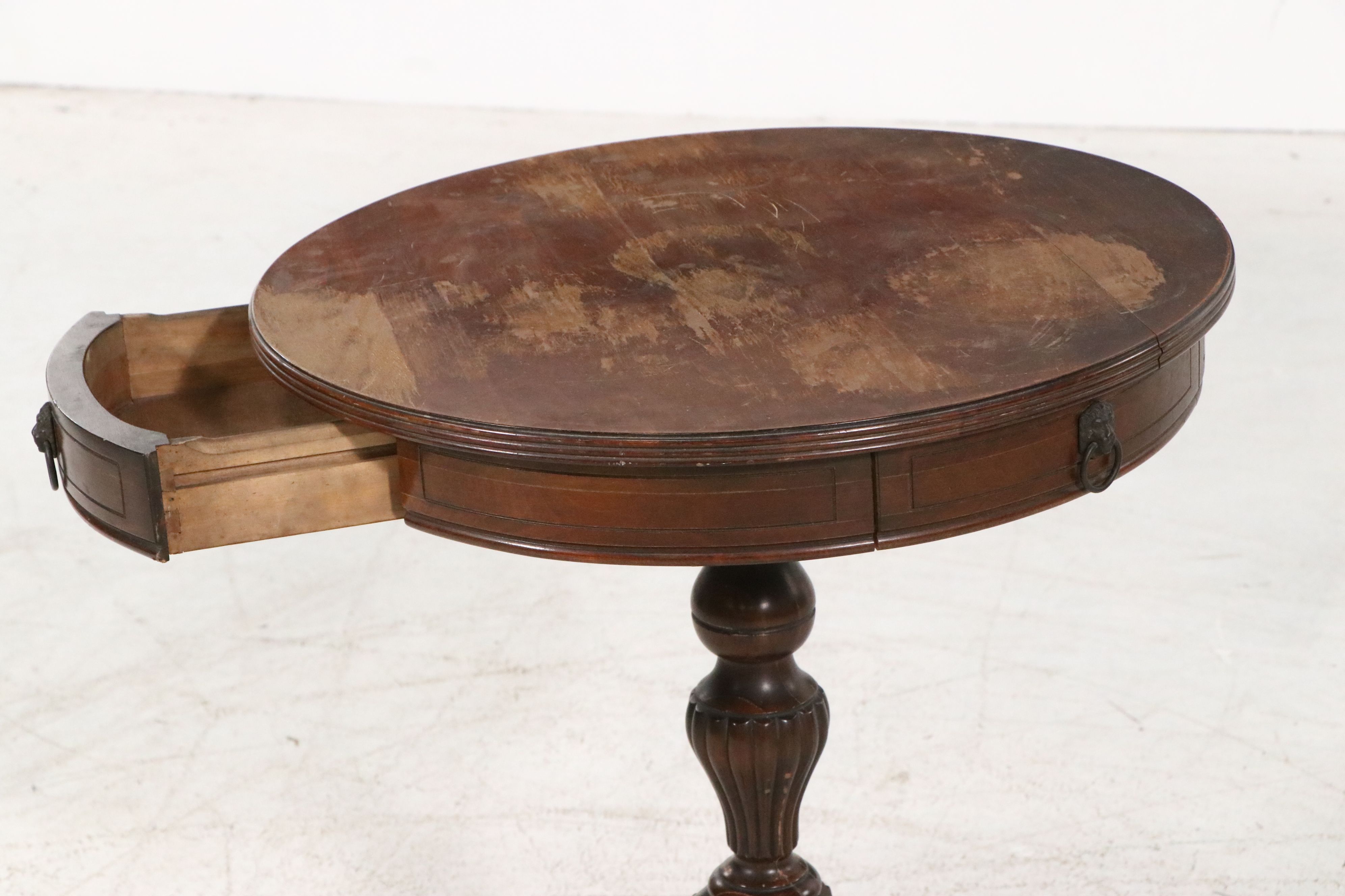Duncan Phyfe Style Mahogany Finish Drum Table