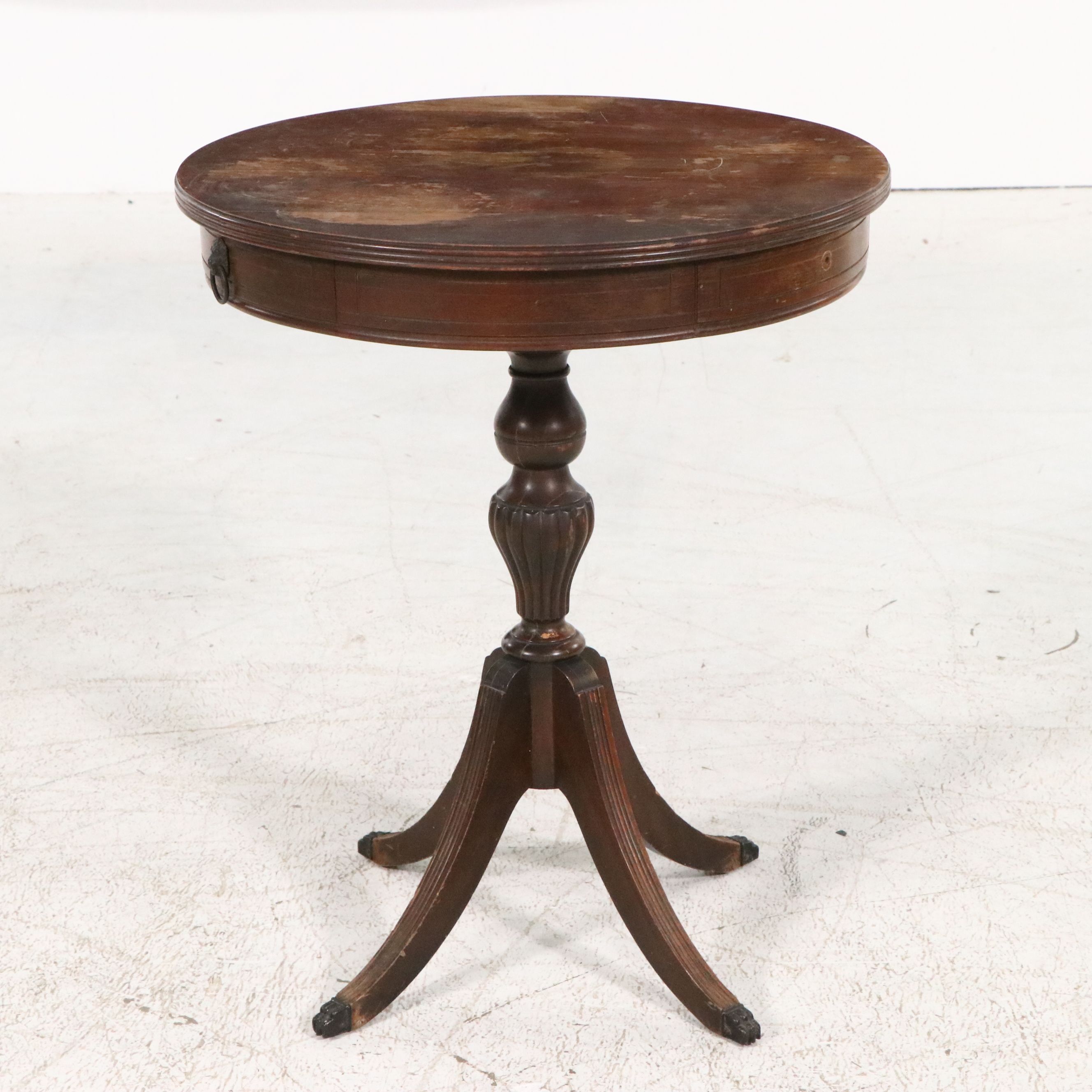 Duncan Phyfe Style Mahogany Finish Drum Table