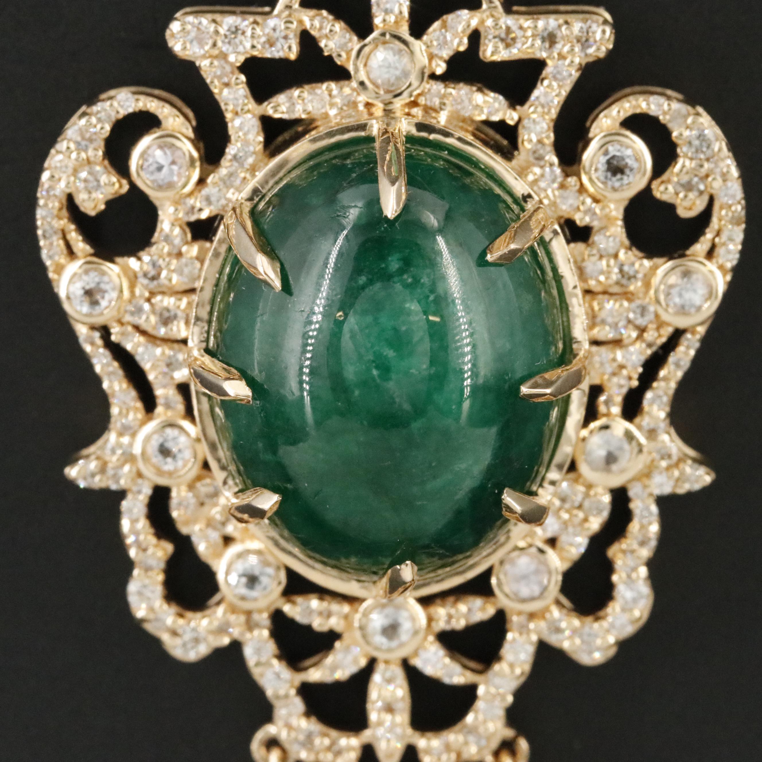 14K 23.60 CT Emerald, Sapphire and 1.23 CTW Diamond Pendant Necklace