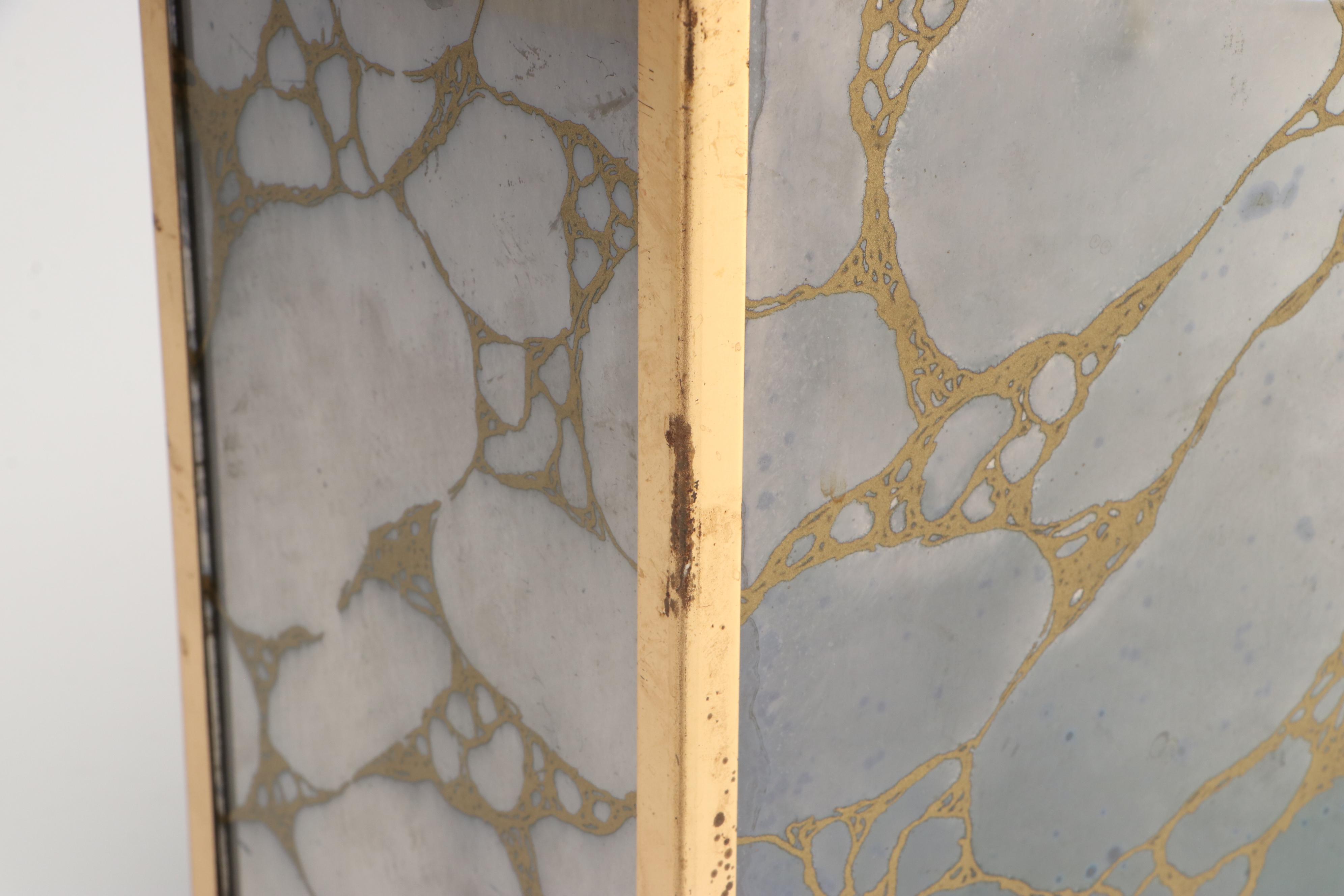 Hollywood Regency Style Acrylic and Brass Bin with Other Brass Candlesticks