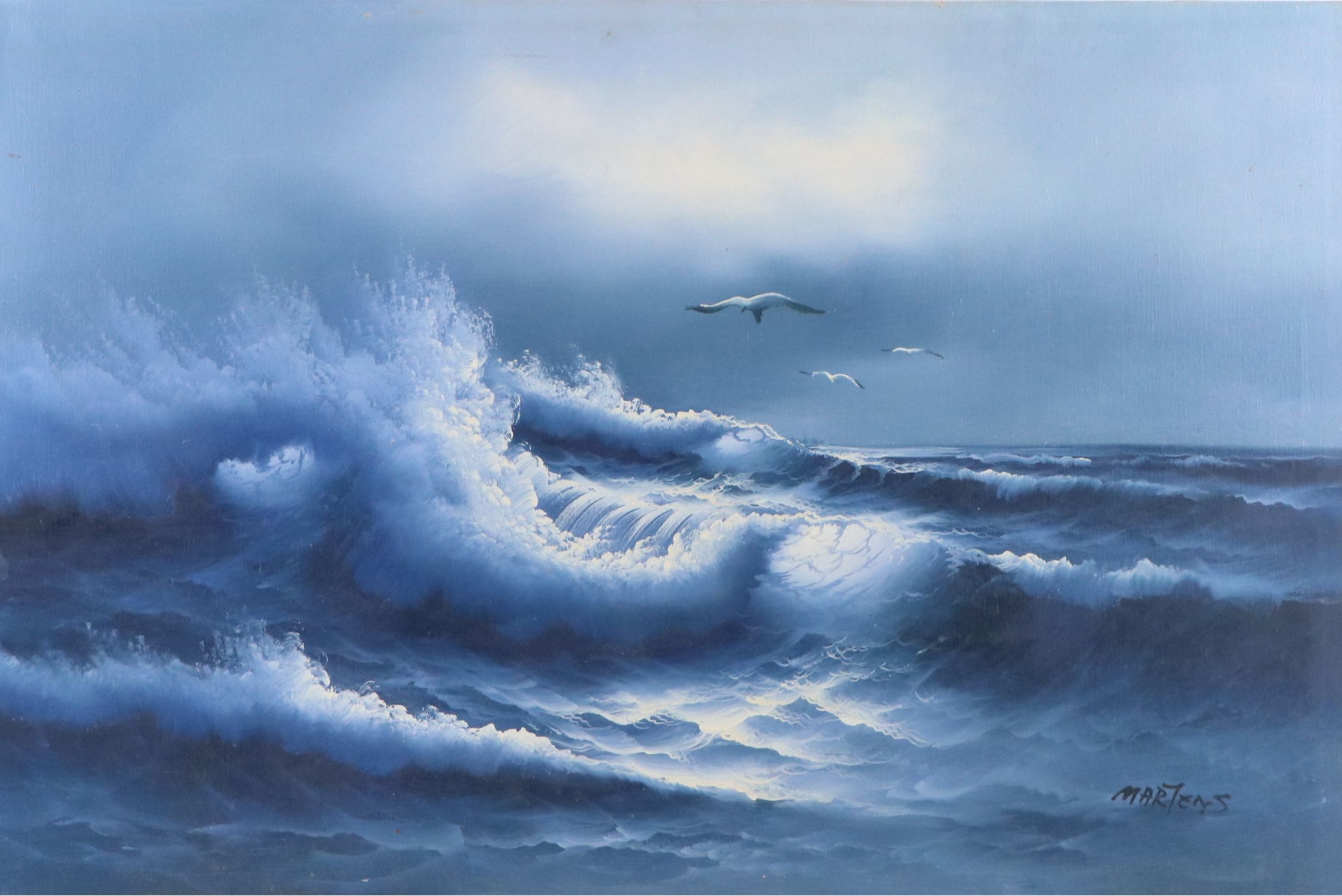 Martens Seascape Oil Painting, Late 20th Century