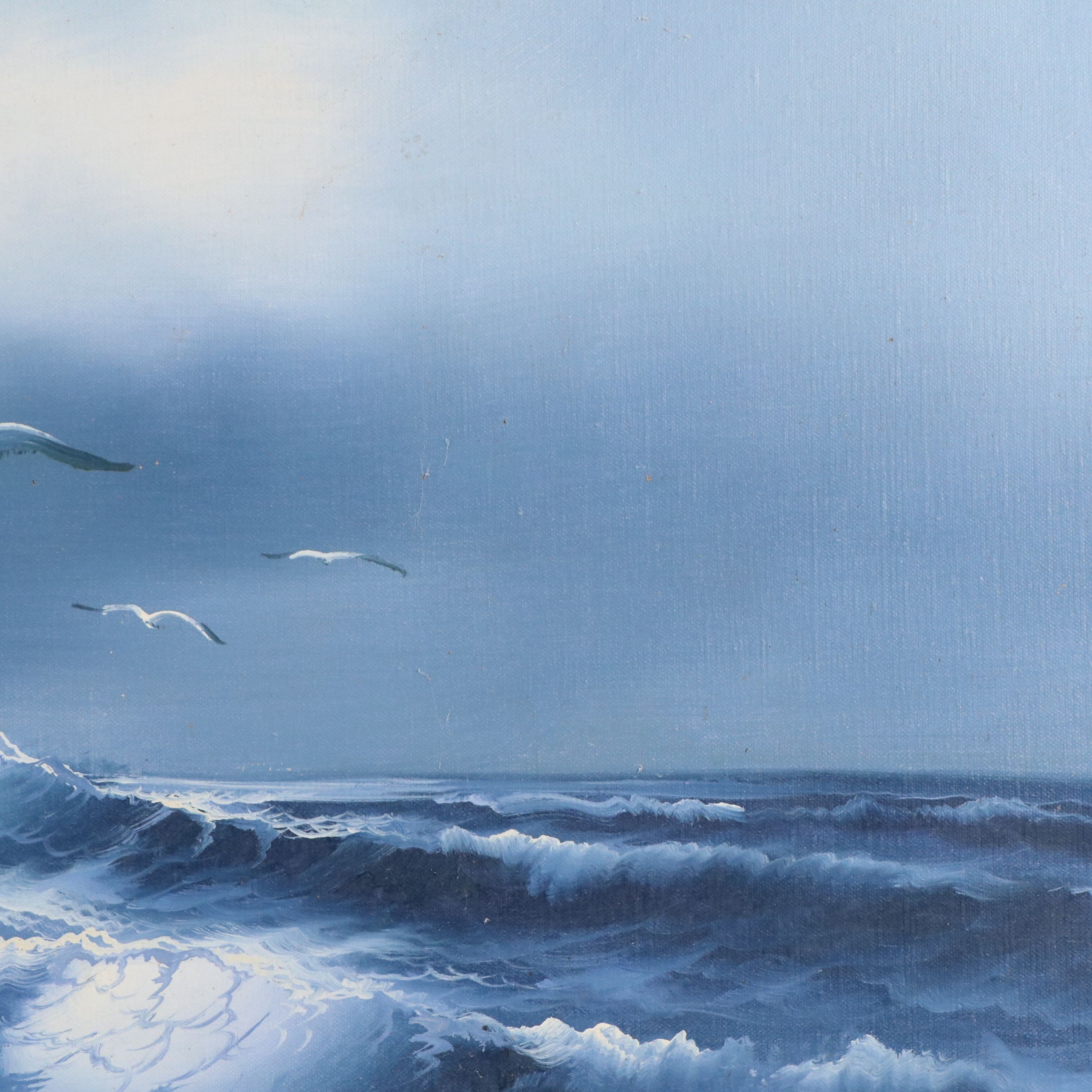 Martens Seascape Oil Painting, Late 20th Century