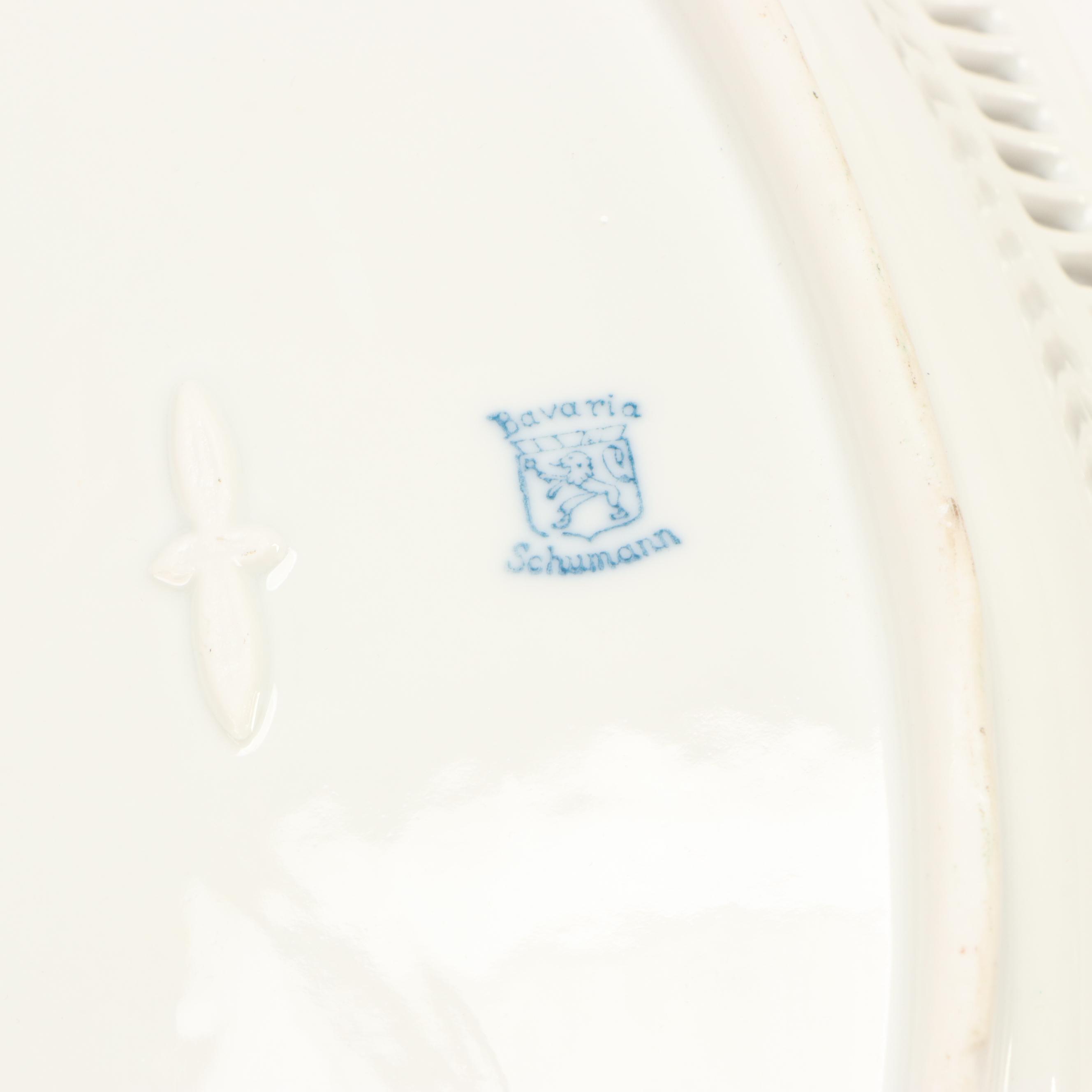 Schumann Floral Porcelain Serving Bowl with Other Floral Stands and Plates