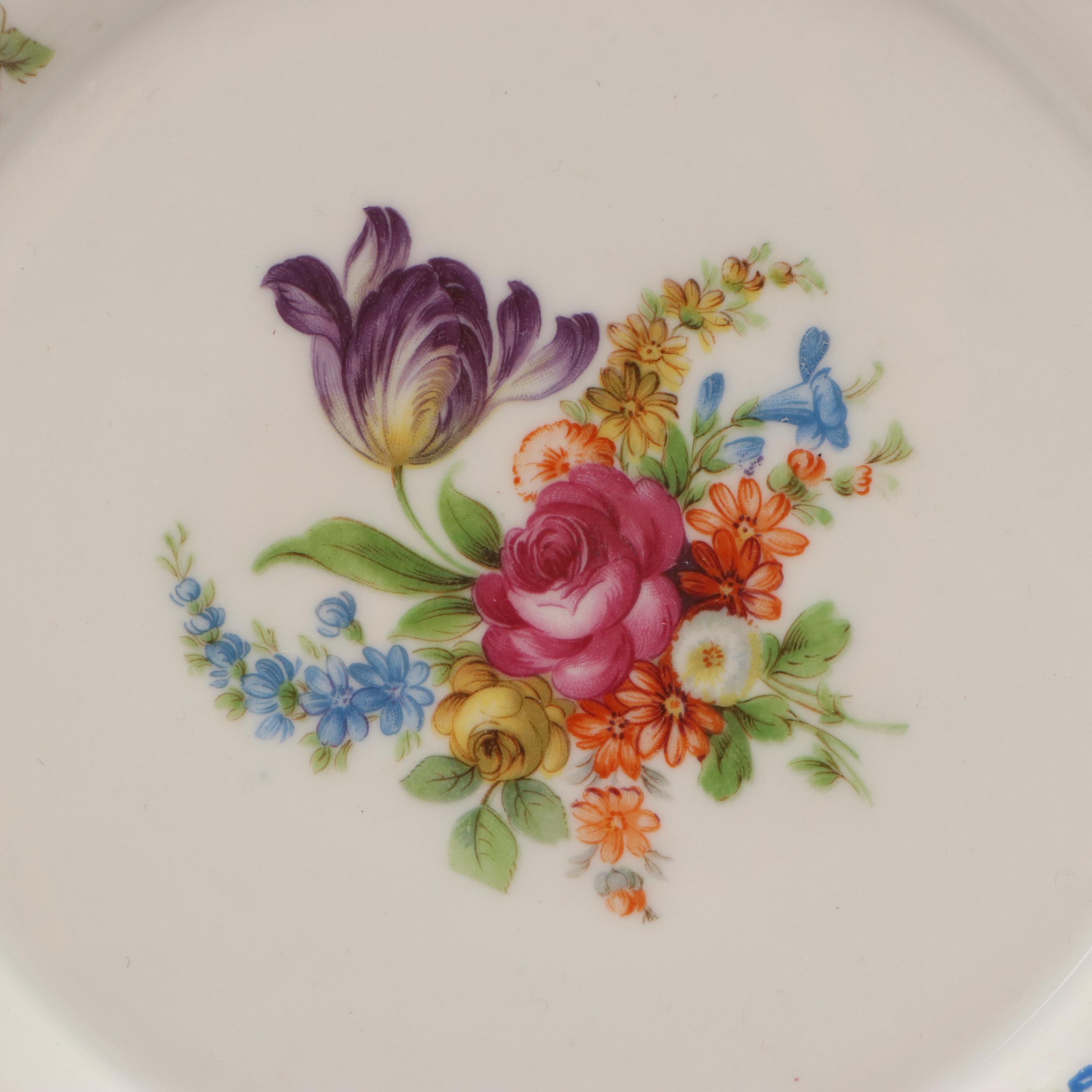 Schumann Floral Porcelain Serving Bowl with Other Floral Stands and Plates