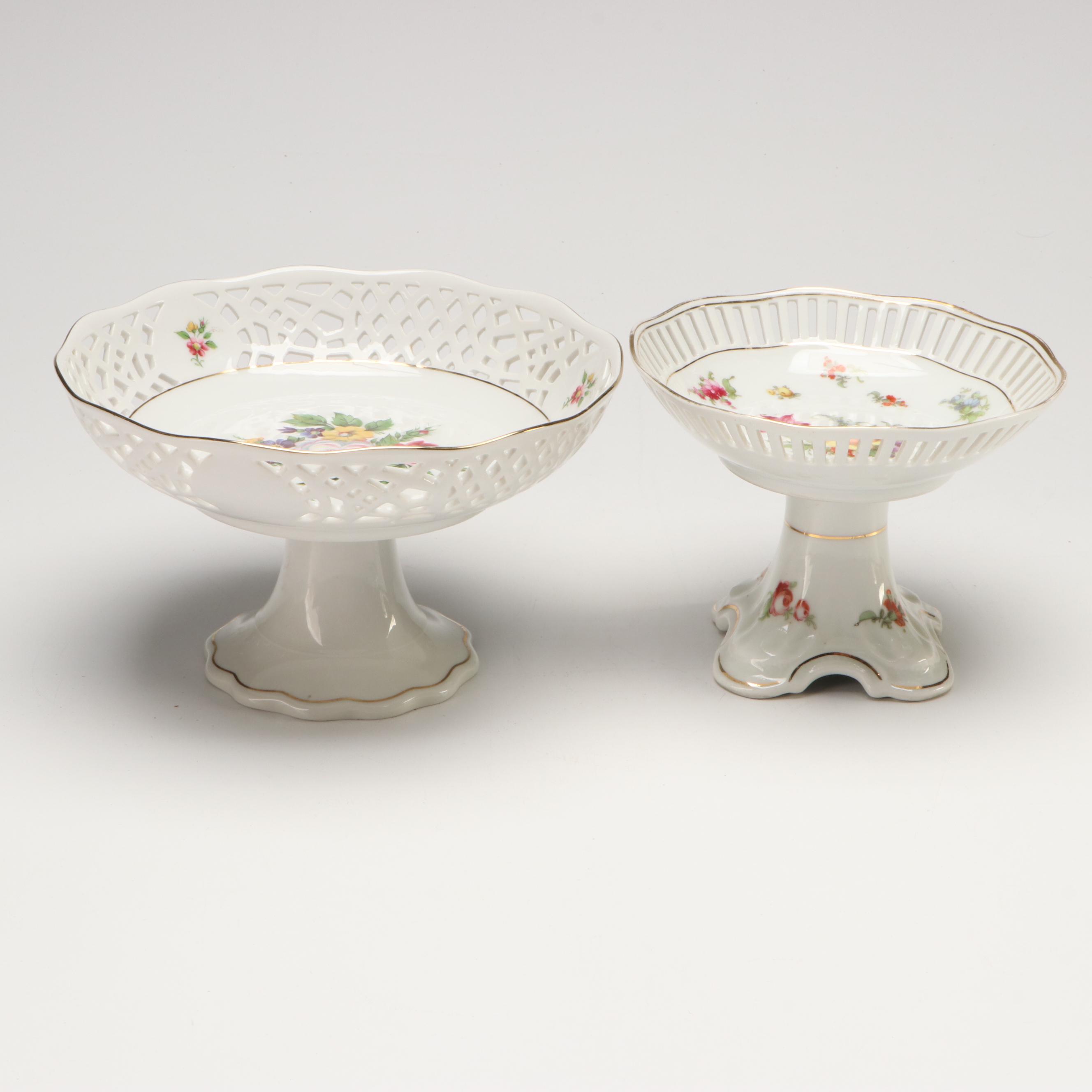 Schumann Floral Porcelain Serving Bowl with Other Floral Stands and Plates