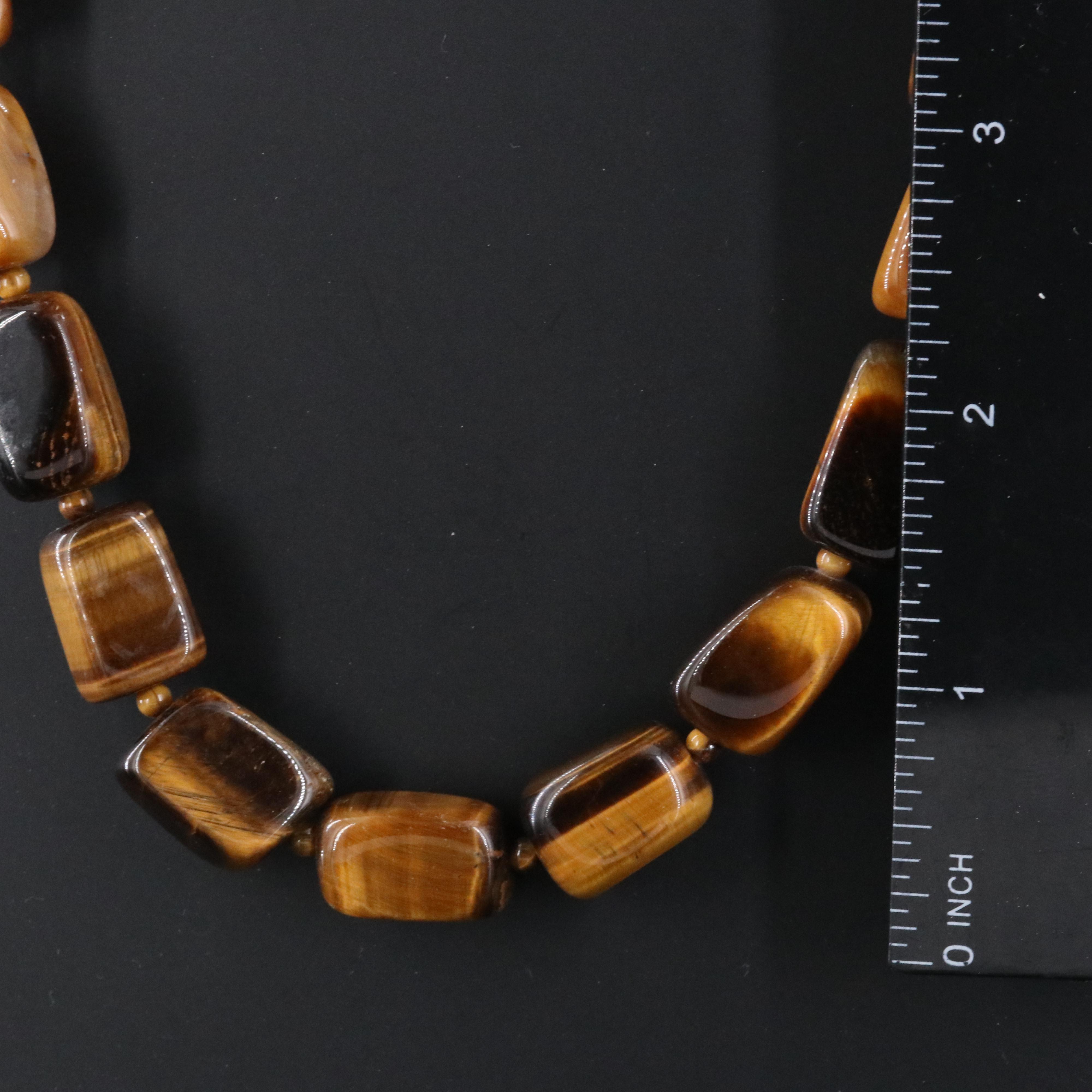 Tiger's Eye Necklace with Sterling Clasp