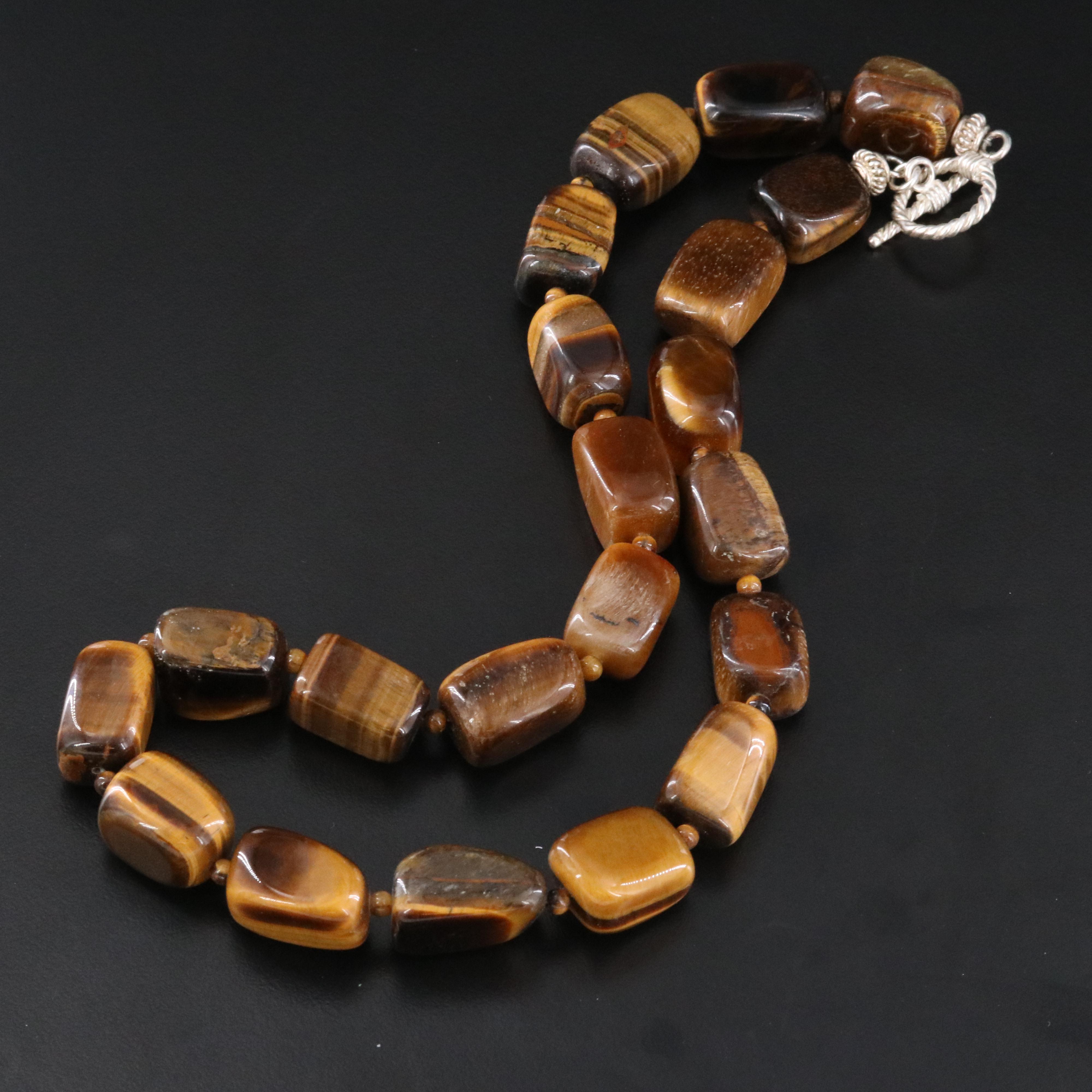 Tiger's Eye Necklace with Sterling Clasp